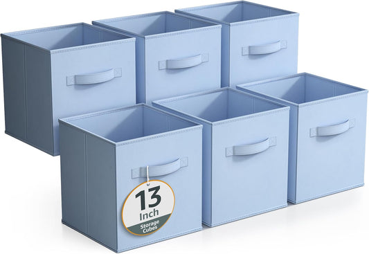 Sorbus Fabric Storage Cubes - 6 Foldable Storage Bins for Organizing Pantry, Cubbies, Toy Box - Clothes Storage & Closet Organizer - 13 Inch Collapsible Cube Baskets for Shelves with Handle