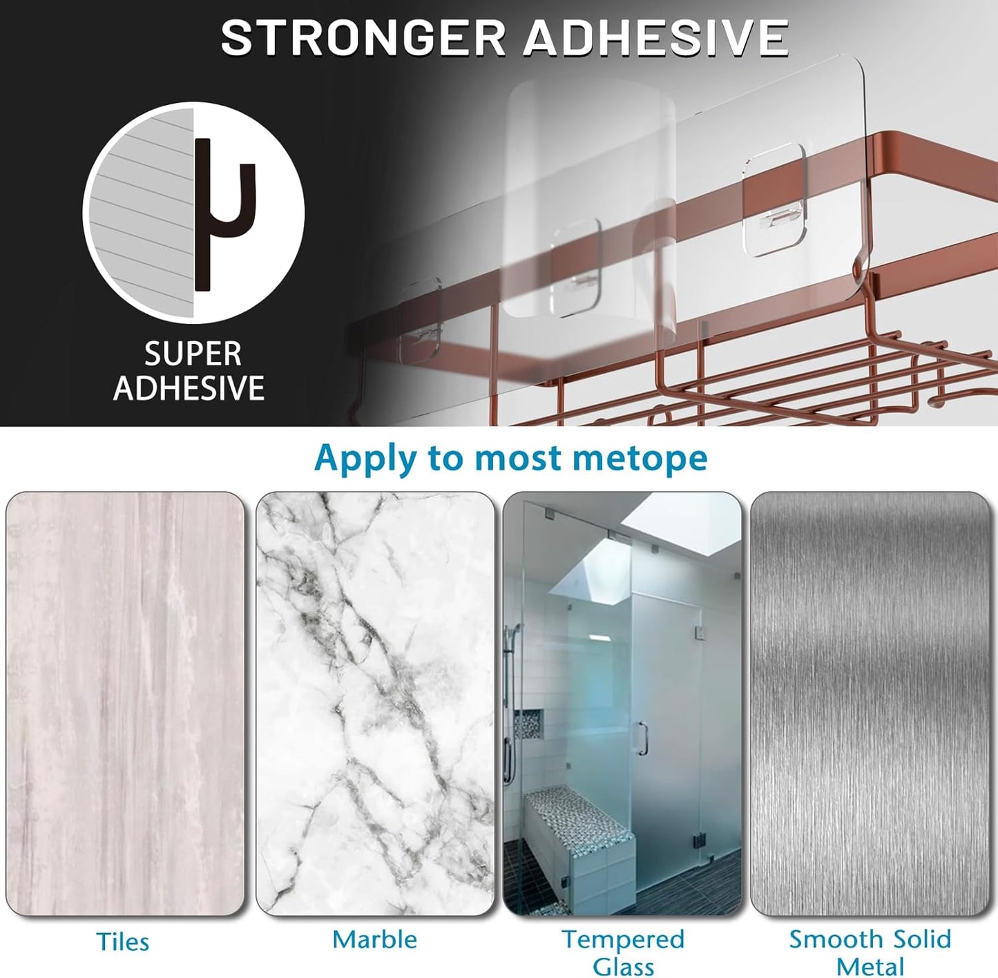 Moforoco Adhesive Shower Caddy Organizer Shelves Rack - 5 Pack Corner Bathroom Storage Organization, Home & Kitchen Decor Inside RV Accessories, Hanging First Apartment Household Camper Essentials