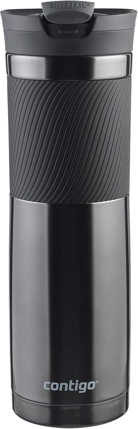 Contigo Byron Snapseal Travel Mug, Stainless Steel Thermal mug, vacuum flask, leakproof tumbler, coffee mug with BPA free Easy-Clean Lid, 720 ml, Gunmetal