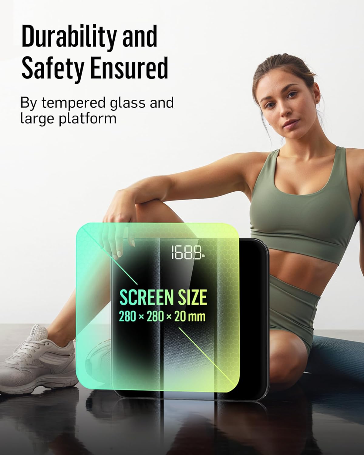 RunStar Digital Bathroom Scale for Body Weight with High Precision, Clear LED Backlight Display, Accurate Scale with 6mm Tempered Glass, 400lb, Silver