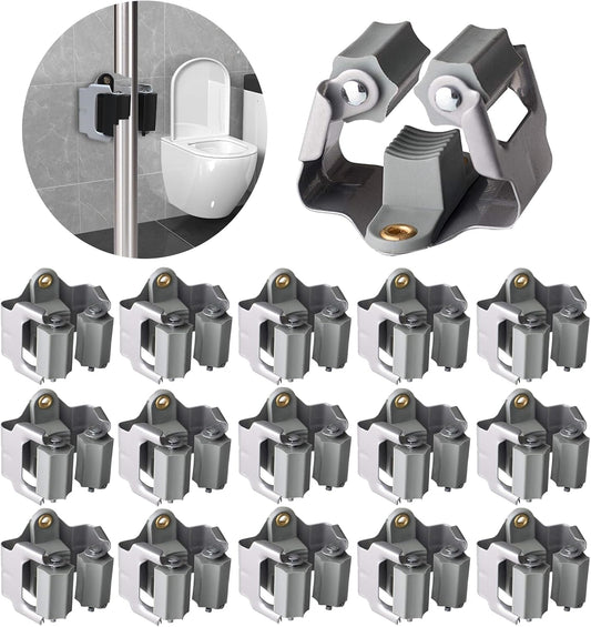 3-H Mop and Broom Holder Wall Mount,Mop Hanger 15 Pack for Organizing Yard Tool,Rake Handle up to 1.38Inch