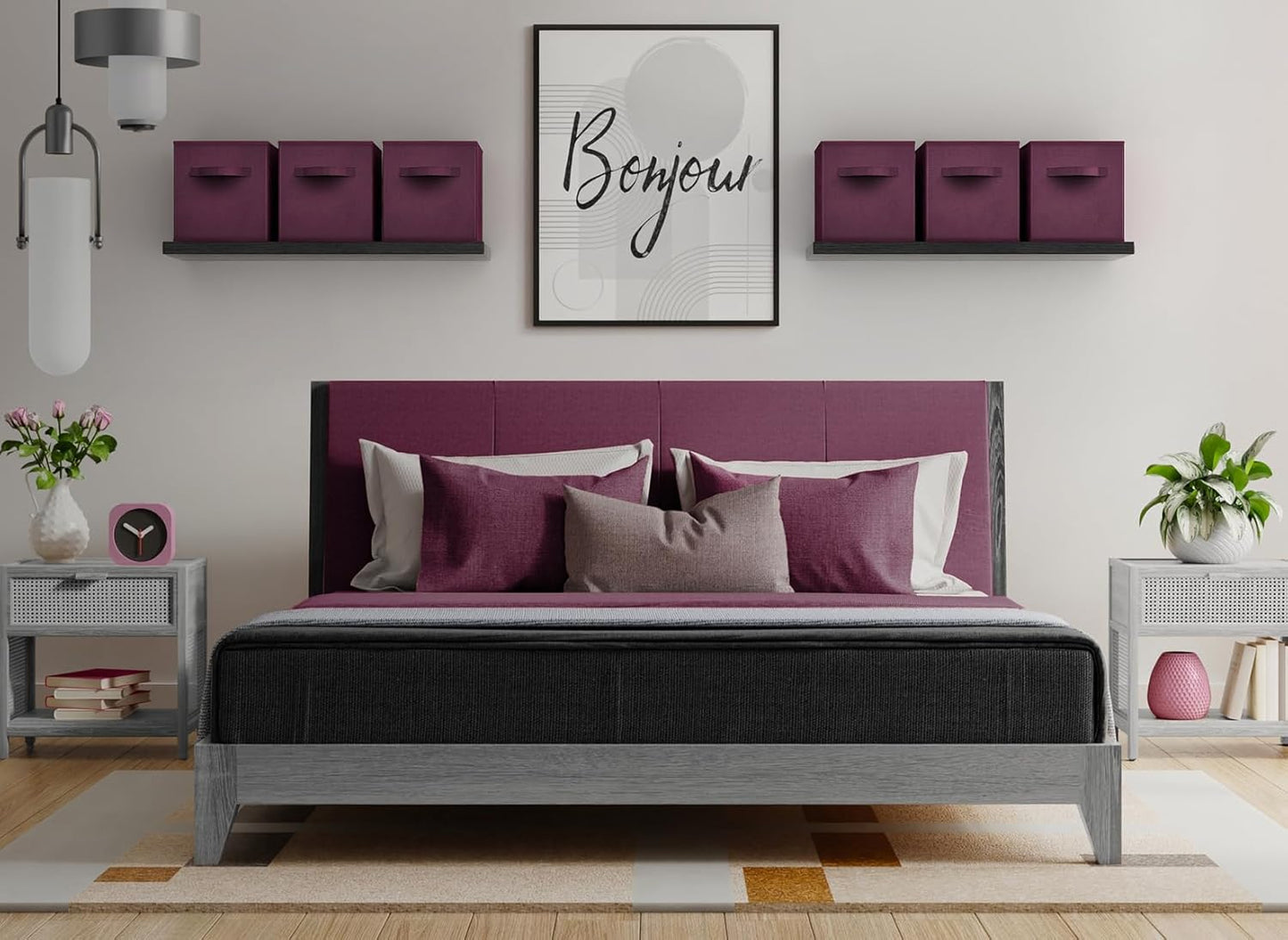 Sorbus Foldable Storage Cubes - 6 Fabric Baskets for Organizing Pantry, Closet, Shelf, Nursery, Playroom, Toy Box, Cubby - 11 Inch Dual Handle Collapsible Closet Organizers and Storage Bins (Purple)