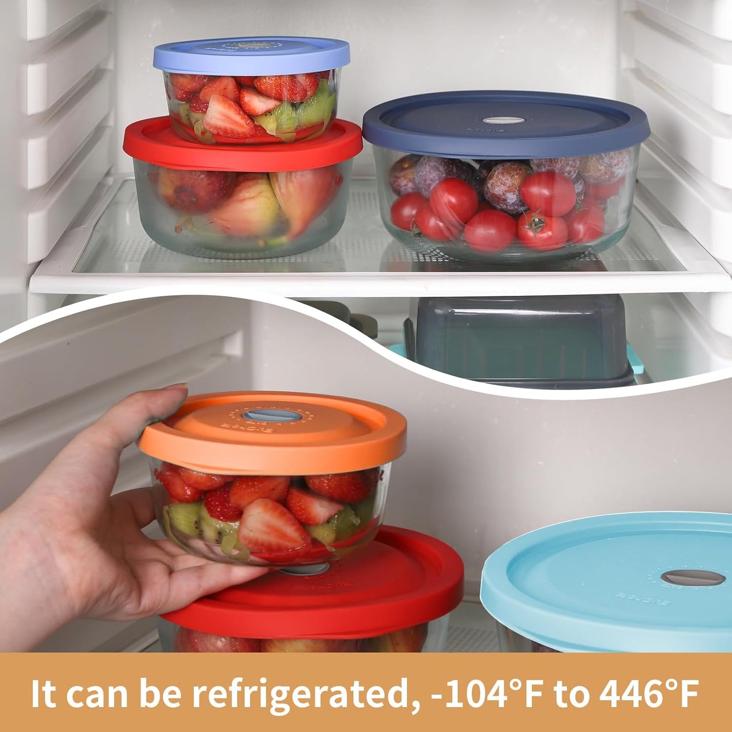 Replacement Lids for Pyrex 7402-PC 7 Cup, Silicone Round Storage Cover Lid for Anchor Hocking Glass Bowl 2 Pack with Date Mark