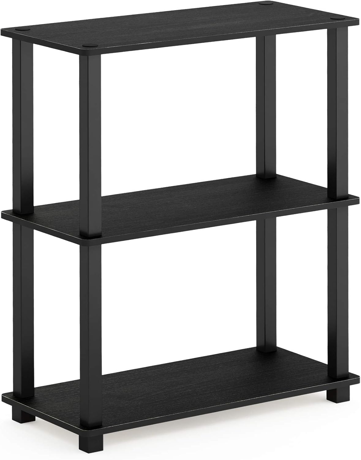 Furinno TURN-S-TUBE Storage Shelves, 3-Tier Book Shelf, Corner Shelf, Toolless Open Shelves, for Organization and Storage, Living Room, Garage, Home Office, Americano