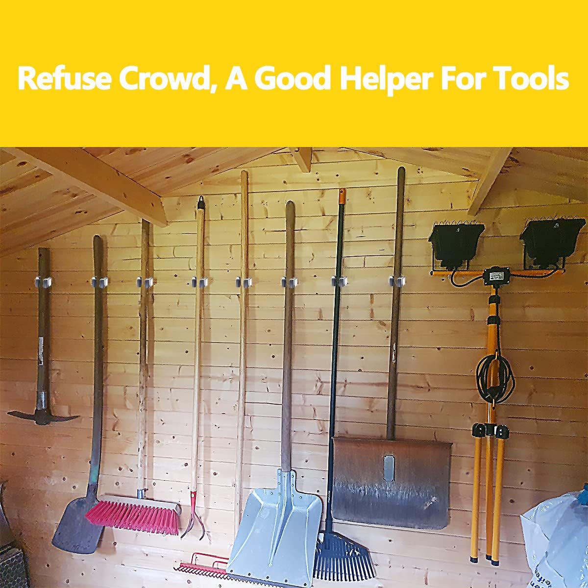 Verdenu 6 Pack Broom Holder Wall Mount, Mop and Broom Holder Wall Mount, Stainless Steel Command Broom Holder with Screws, Garden Tool Storage Organizer for Kitchen, Home, Bathroom, Garage, Grey