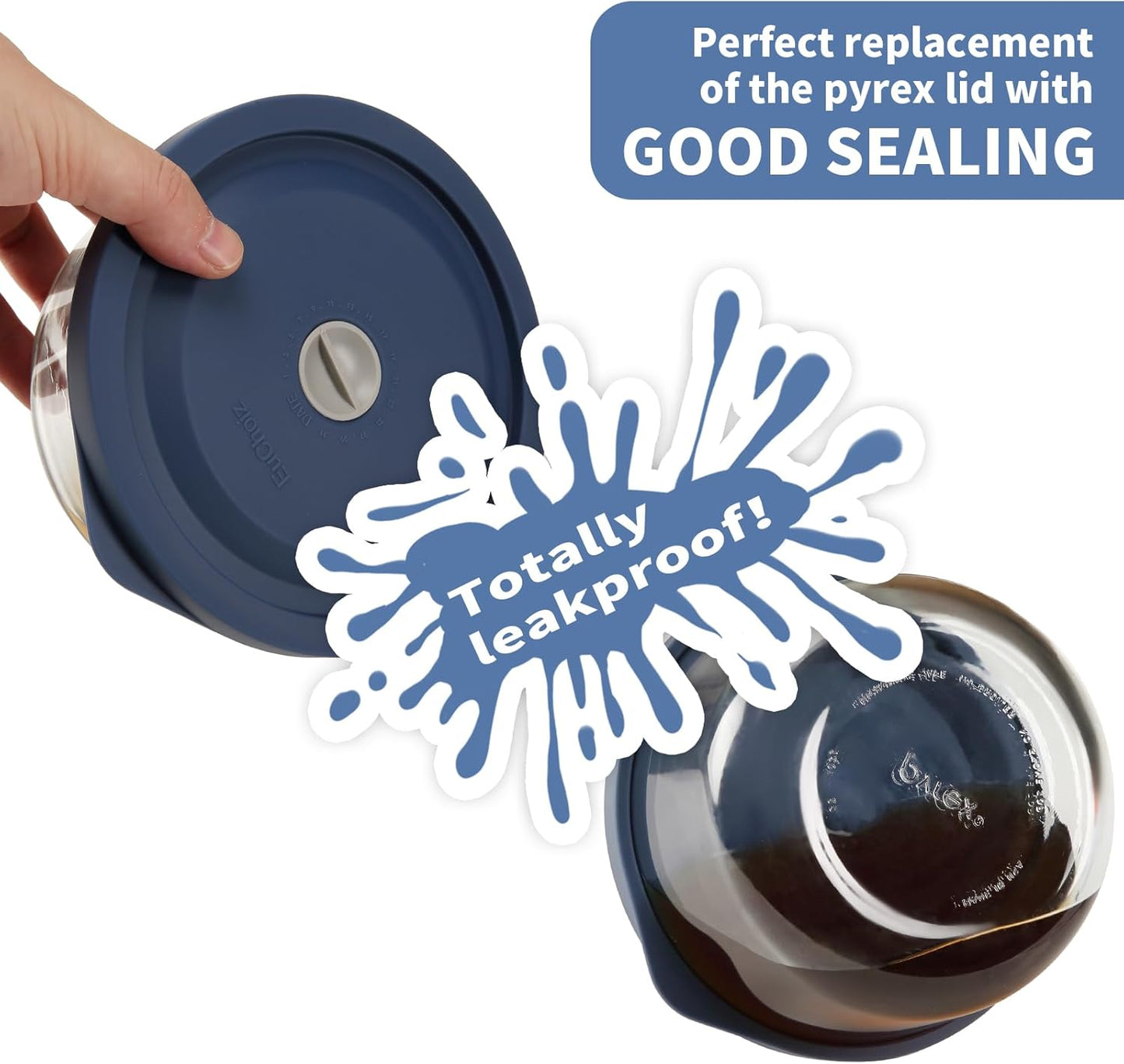 Replacement Lids for Pyrex 7402-PC 7 Cup, Silicone Round Storage Cover Lid for Anchor Hocking Glass Bowl 2 Pack with Date Mark