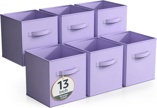 Sorbus Fabric Storage Cubes - 6 Foldable Storage Bins for Organizing Pantry, Cubbies, Toy Box - Clothes Storage & Closet Organizer - 13 Inch Collapsible Cube Baskets for Shelves with Handle
