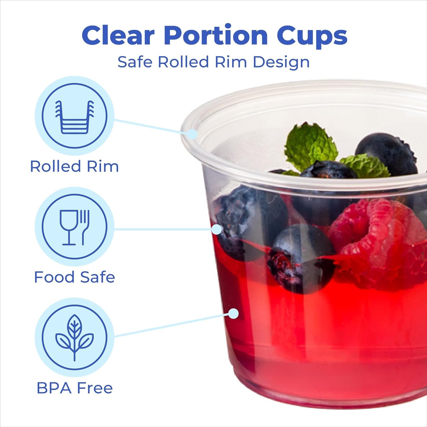 Fit Meal Prep 2500 Pack 4 oz BPA Free Condiment Cups No Lids, Disposable Jello Shots Containers, Small Dipping Sauce Cups, Plastic Ramekins in Bulk, Stackable Souffle Cups for Sample, Portioning