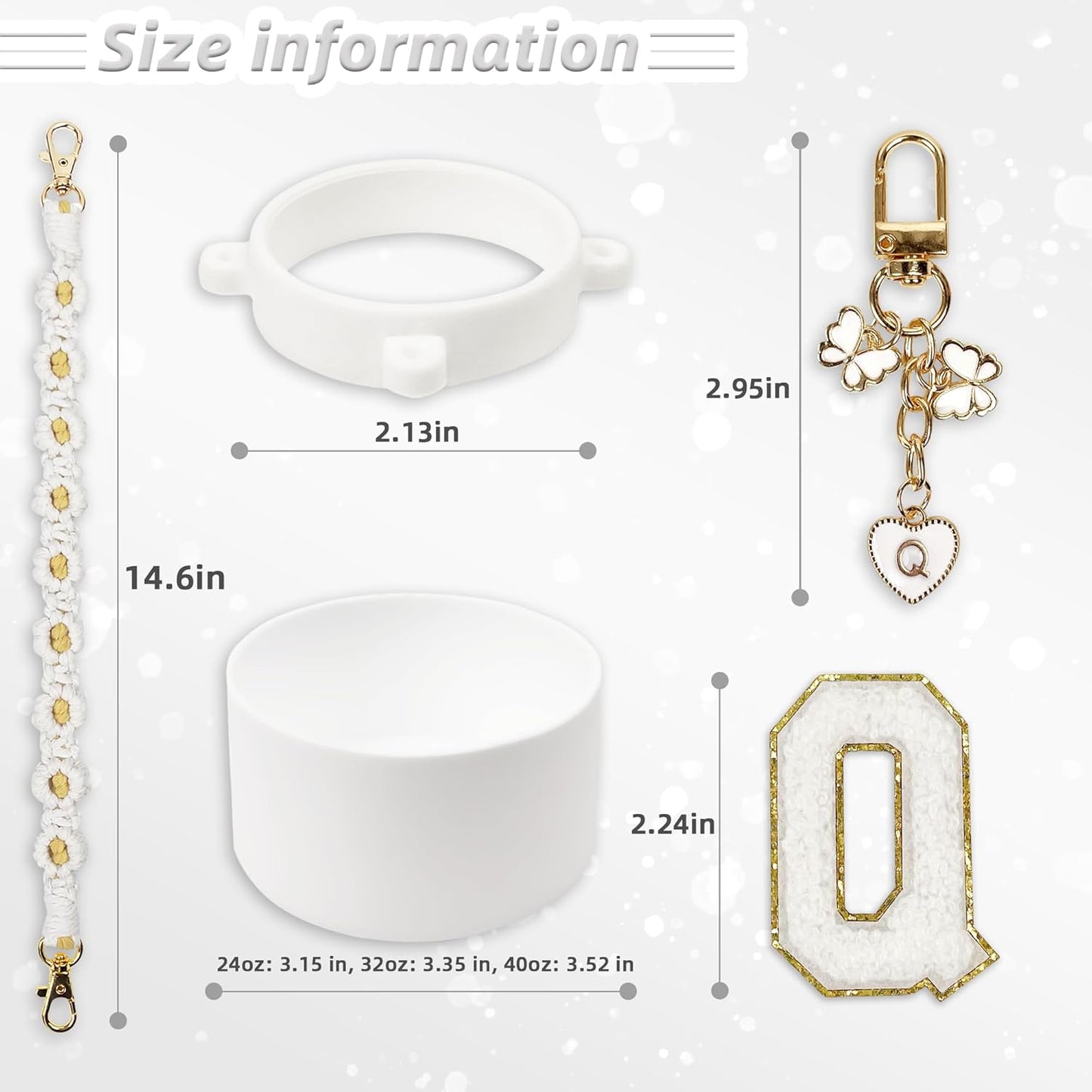 SITKOL Silicone Boot Cute Monogram Set Compatible with Owala Water Bottle 24 oz, 32 oz, 40 oz - Perfect Letter Owala Accessories for Owala Tumbler, Owala Free Sip, Pink Owala, Black Owala