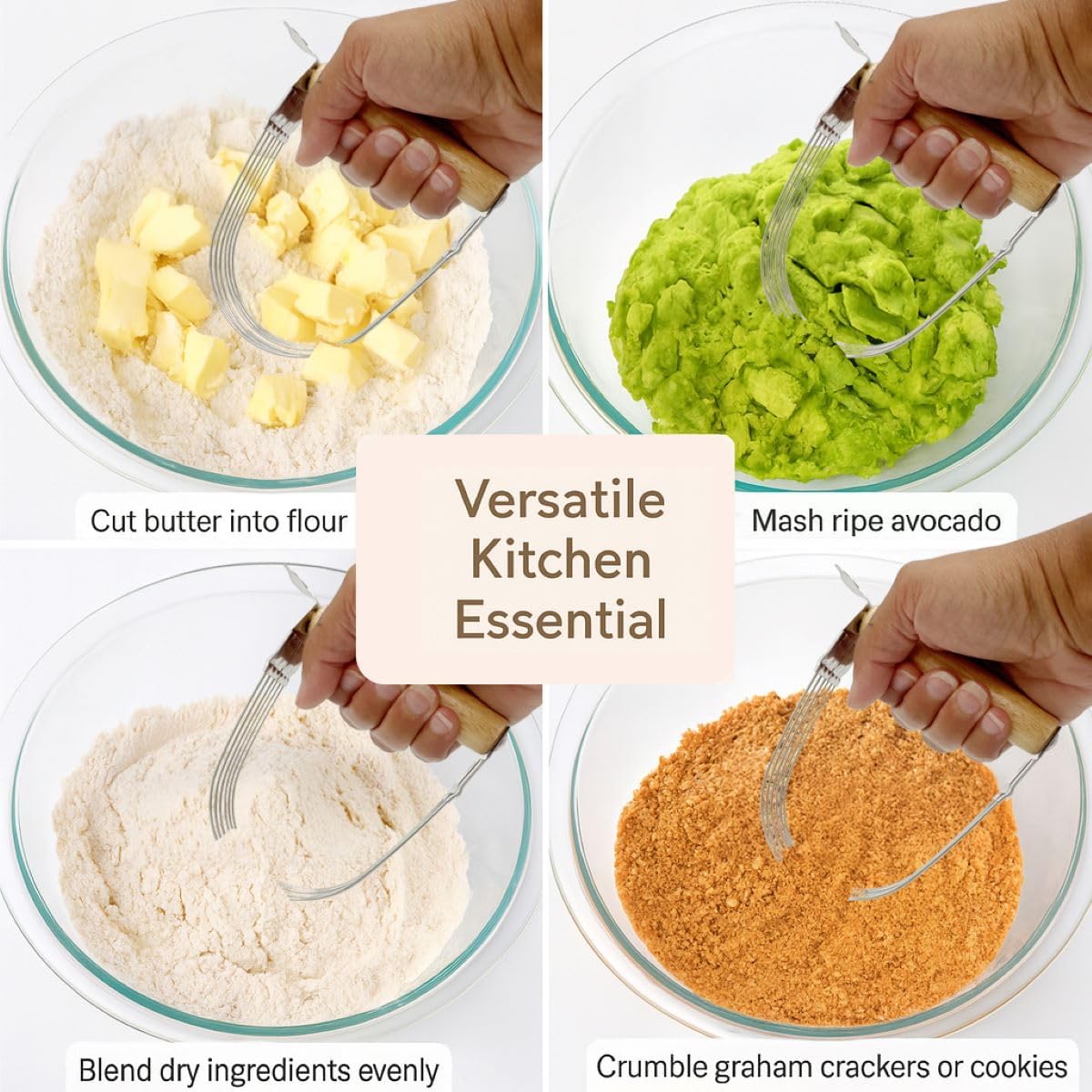 Mrs. Anderson’s Baking 6-Wire Pastry Cutter and Dough Blender, Stainless Steel with Wood Handle