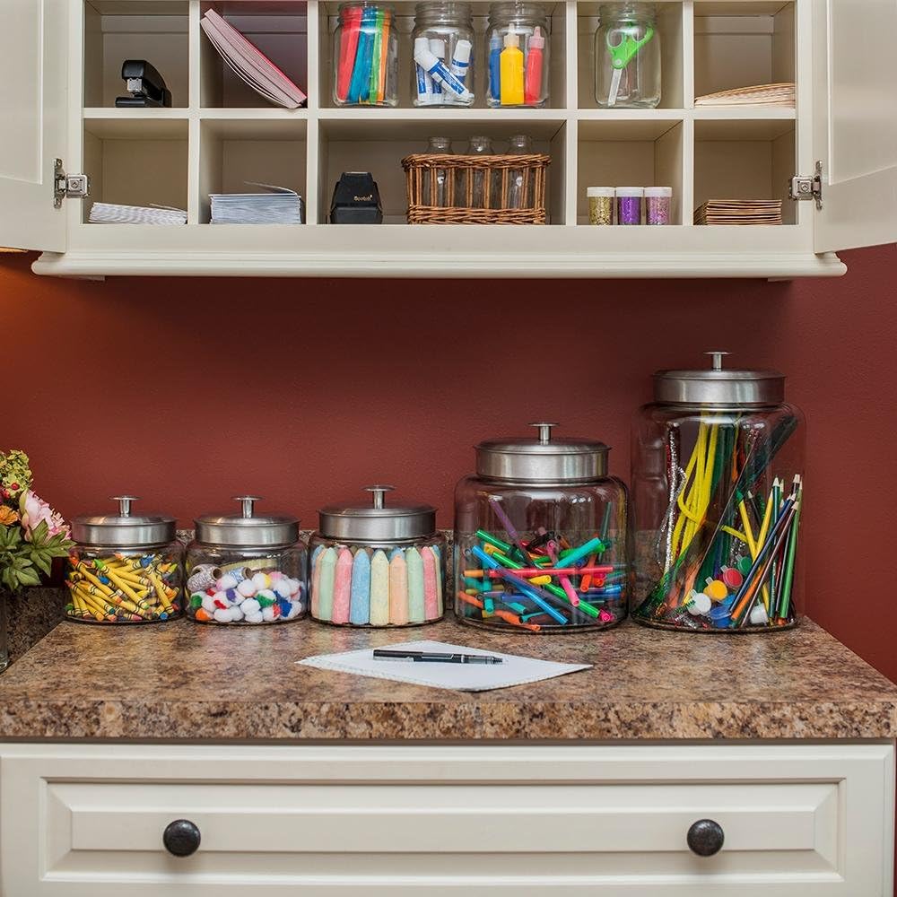 Anchor Hocking 2.5 Gallon Montana Glass Jar with Airtight Lid (2 piece, brushed silver metal, dishwasher safe)