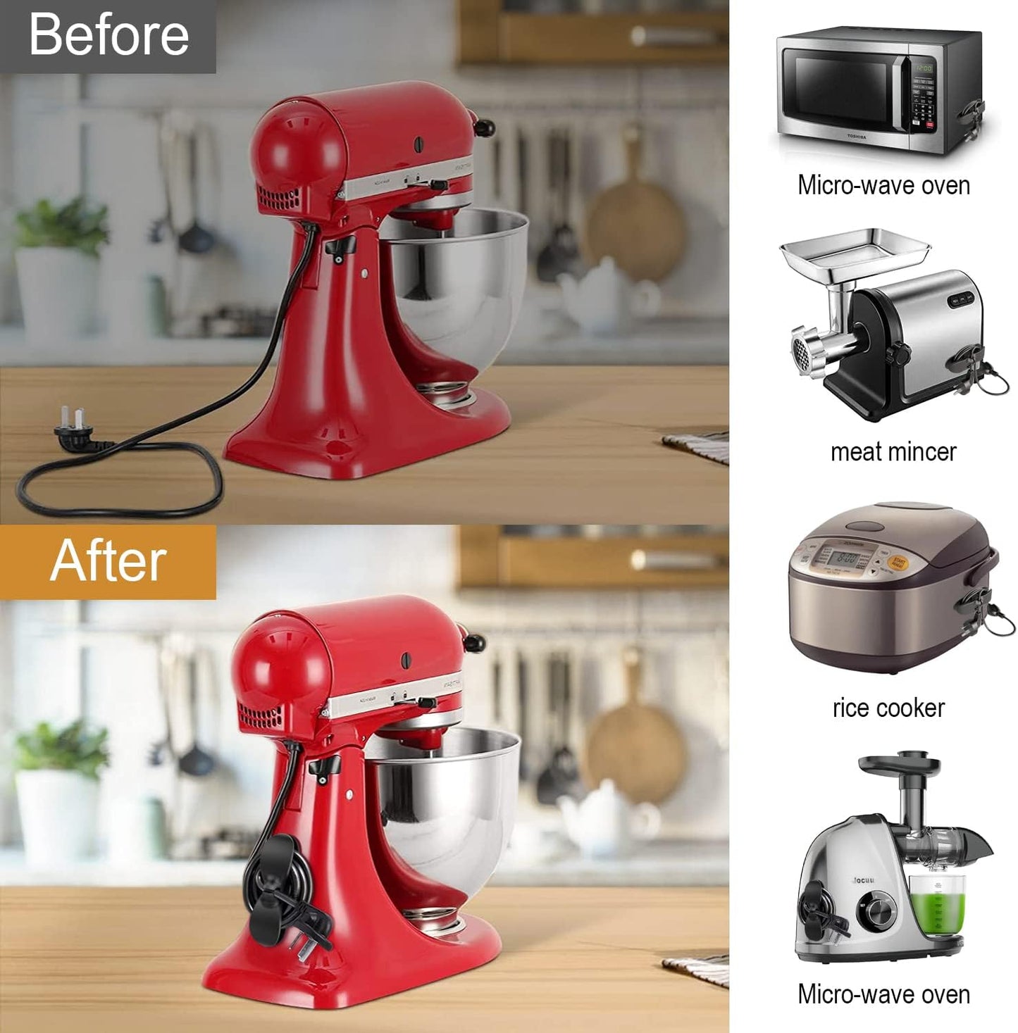 Cord Organizer for Appliances, Upgraded Kitchen Cord Organizer, Cord keeper Cord wrapper Cord holder Cord winder for Appliances Air Fryer, Coffee Maker, Blender, Pressure Cooker, Toaster