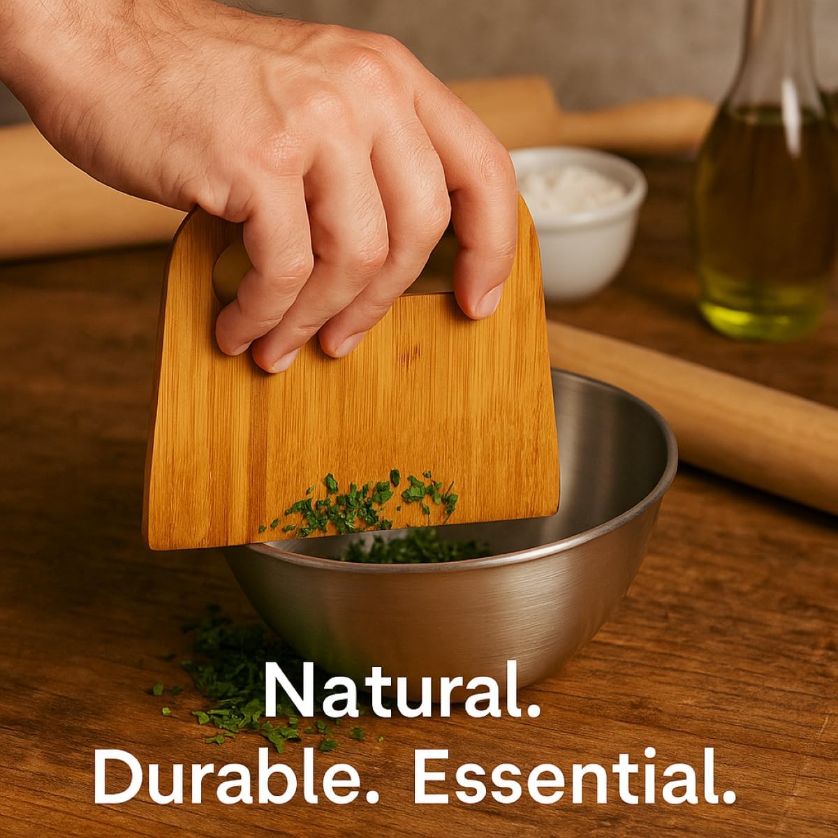 Mrs. Anderson’s Baking Bench Dough Scraper, Natural Bamboo 5.91" x 5.63"