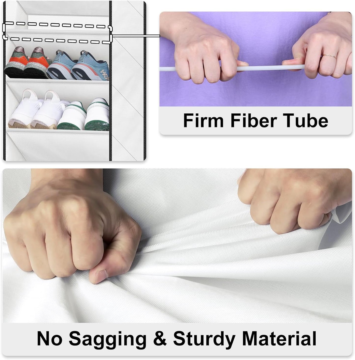 SLEEPING LAMB Over The Door Shoe Organizer for Closet, Kids Sneaker Storage for Hanging Shoe Rack for Door with Large Deep Pockets for Toddler, Girl, Baby Room Decor, White