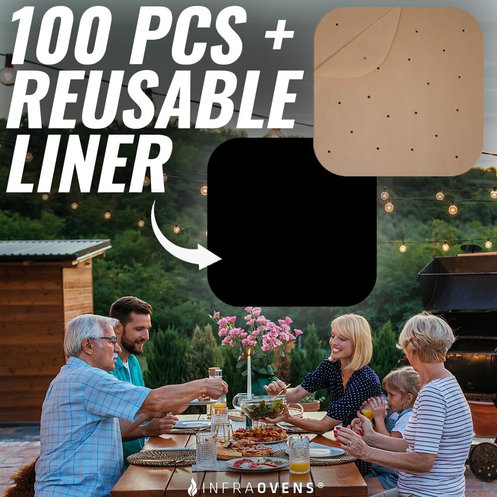 Parchment Paper Sheets for Ninja Air Fryer Pro XL 6-in-1 6.5 qt, Extra Large Square Liners for Air Fryer, Natural Unbleached Pre Cut Square Paper Liners for Airfryers, Toaster Ovens, and Oven Trays