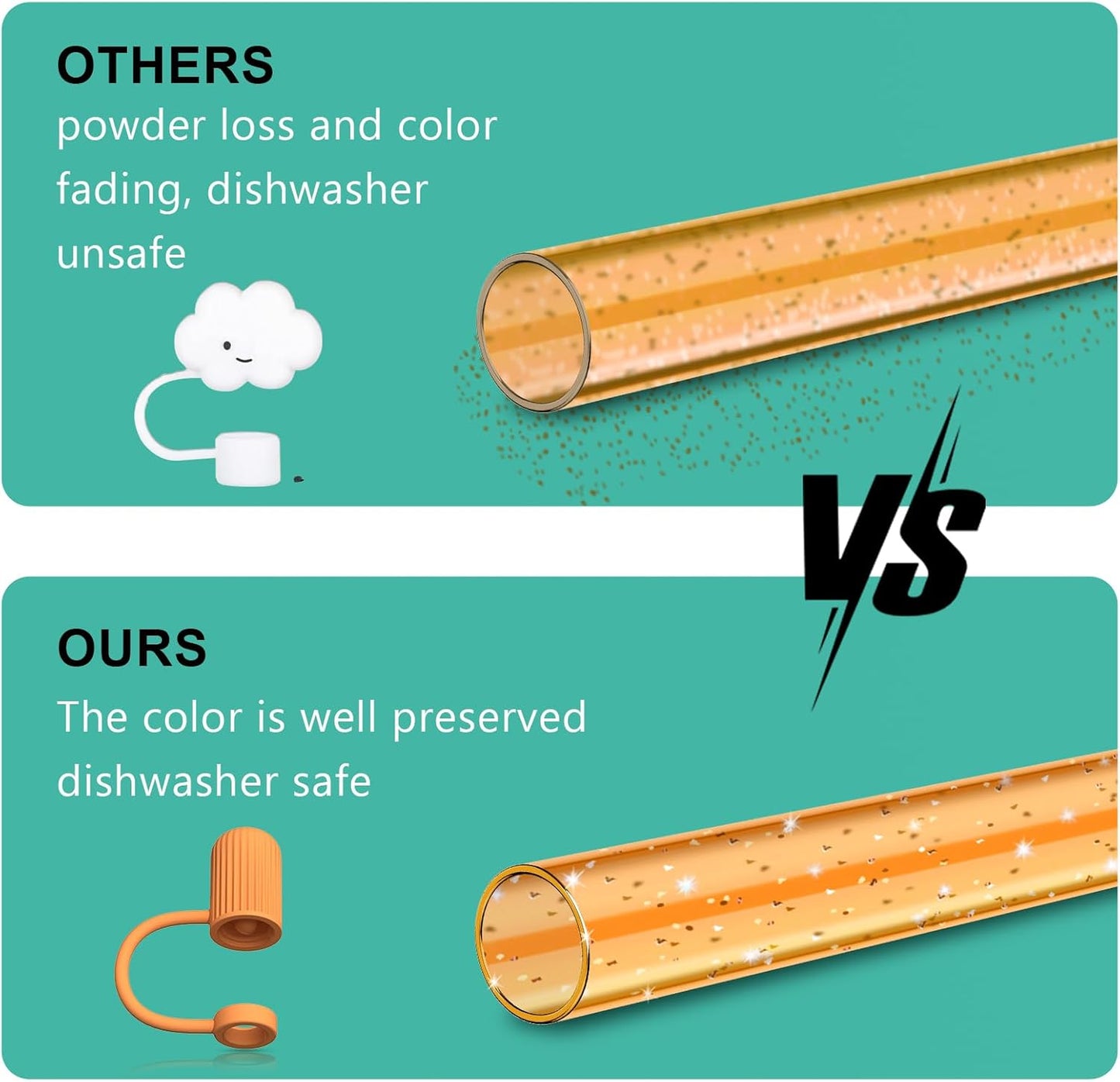 6 Color Replacement Straws with Cover Caps for Stanley Cup 40 oz 30 oz 20 oz 14 oz 64 oz Tumbler, Reusable Drinking Straws with Topper, Stopper, Cleaning Brush for Stanley Cup Accessorie