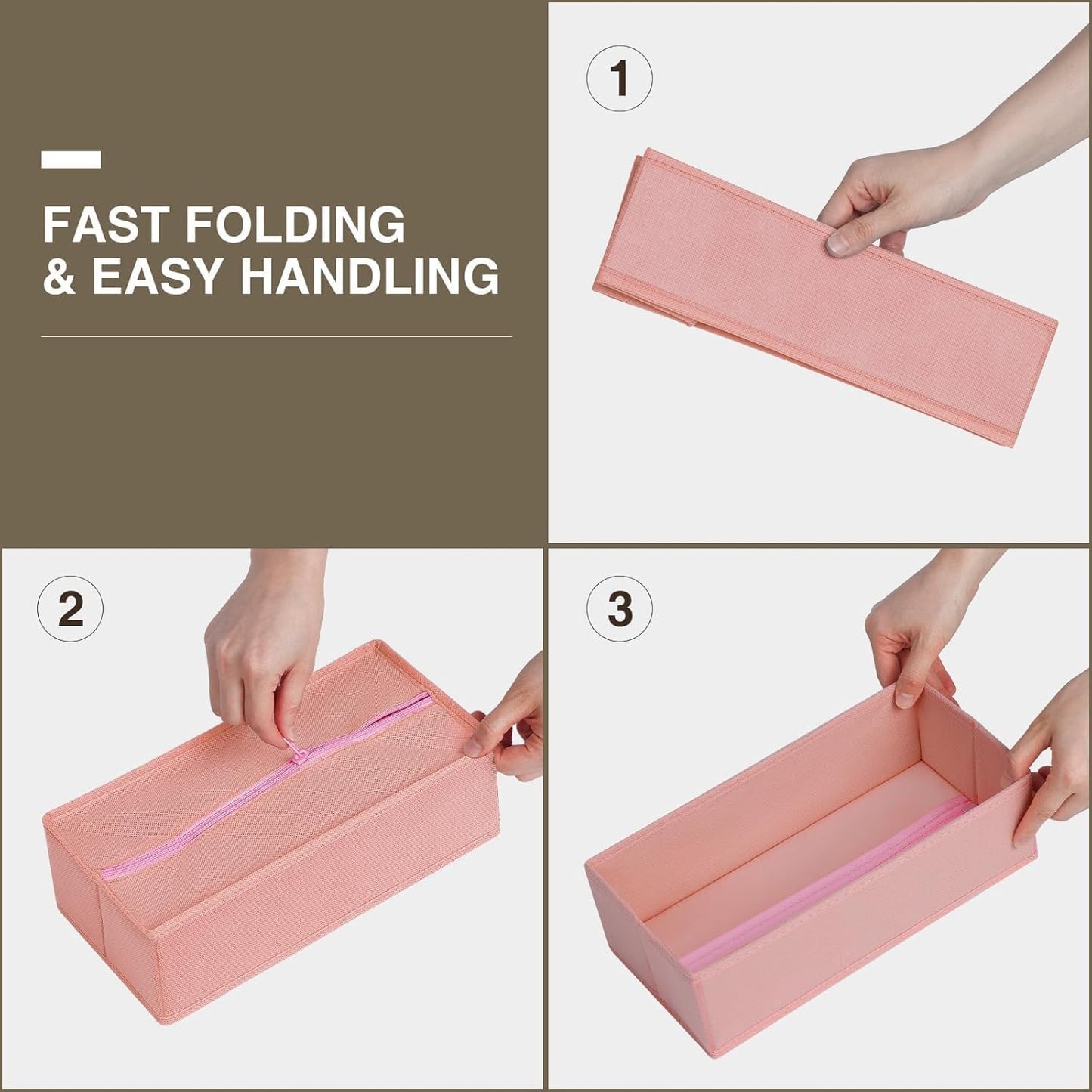 DIMJ Drawer Organizers for Clothing, Set of 8 Dresser Drawer Organizers, Fabric Closet Organizers and Storage, Drawer Dividers for Baby Clothes, Socks, Belt, Tie (Pink)