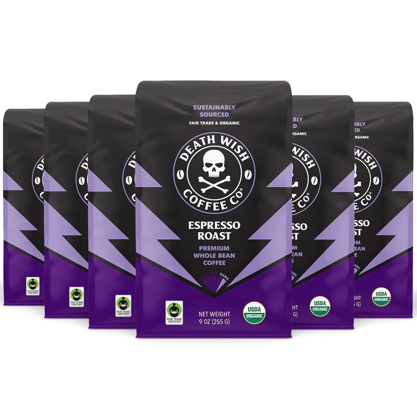 Death Wish Coffee, Espresso Roast Whole Bean (9 oz, 6 pack)