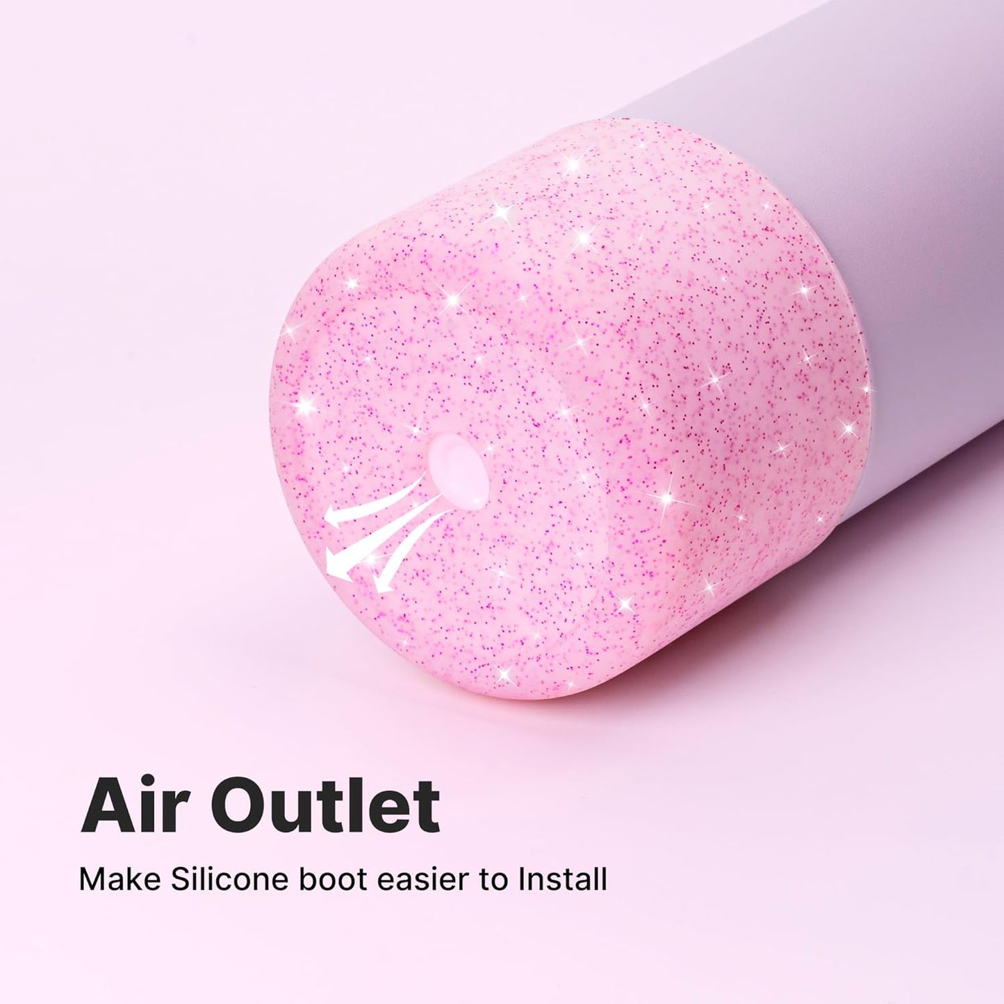 Silicone Boot for Owala 14/16 oz Water Bottle, Anti-Slip Protective Sleeve for Owala 12 oz Kids Tumbler, Boot Bottom Base fit Flip 14 oz Insulated Stainless-Steel Water Bottle (Glitter Pink)