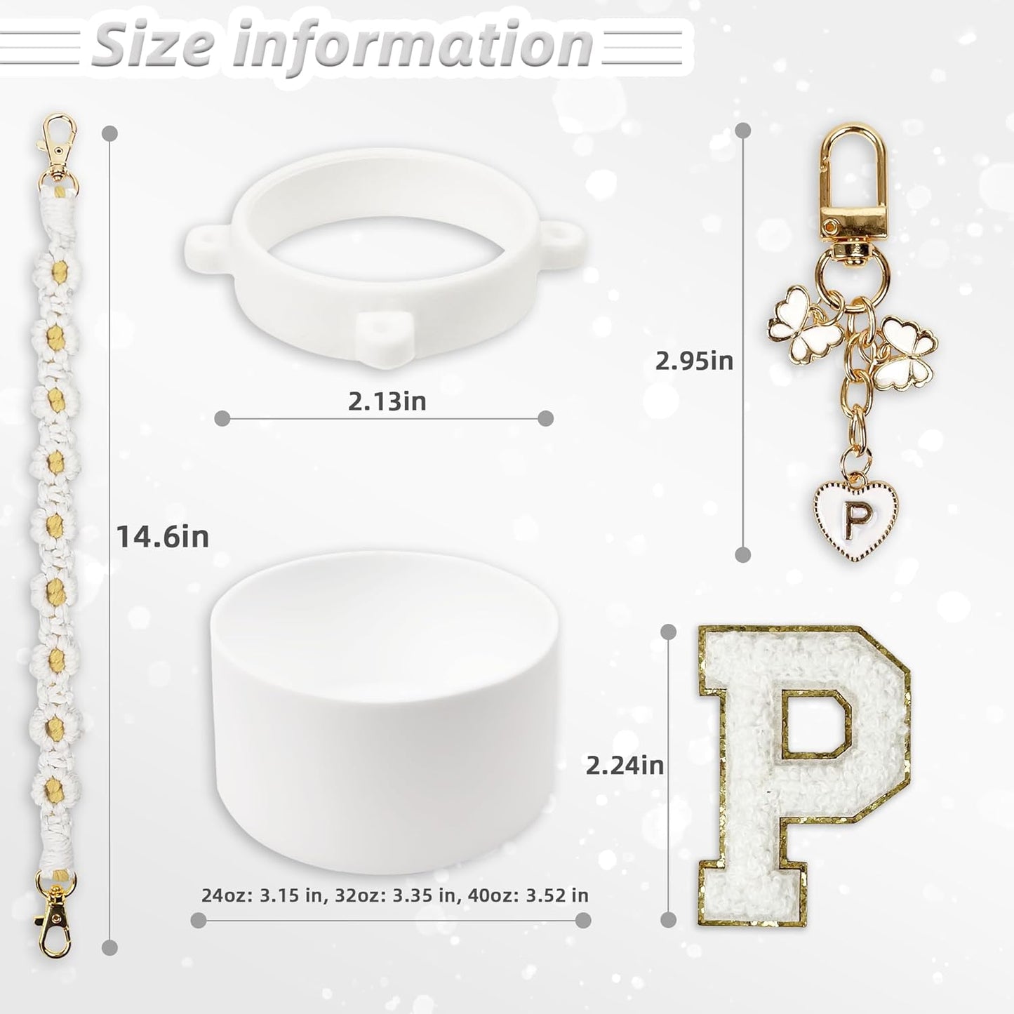 SITKOL Silicone Boot Cute Monogram Set Compatible with Owala Water Bottle 24 oz, 32 oz, 40 oz - Perfect Letter Owala Accessories for Owala Tumbler, Owala Free Sip, Pink Owala, Black Owala