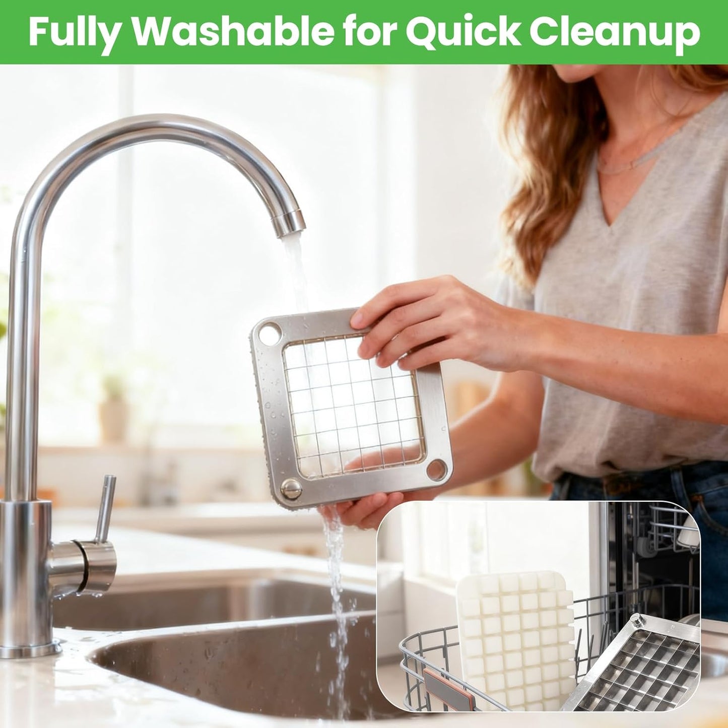 Fruit Chopper Replacement Blade & Push Block for Vegetable Chopper Dicers – Ultra Sharp Stainless Steel Apple Cutter, Easy to Install & Clean, Ideal for Home and Commercial Kitchens