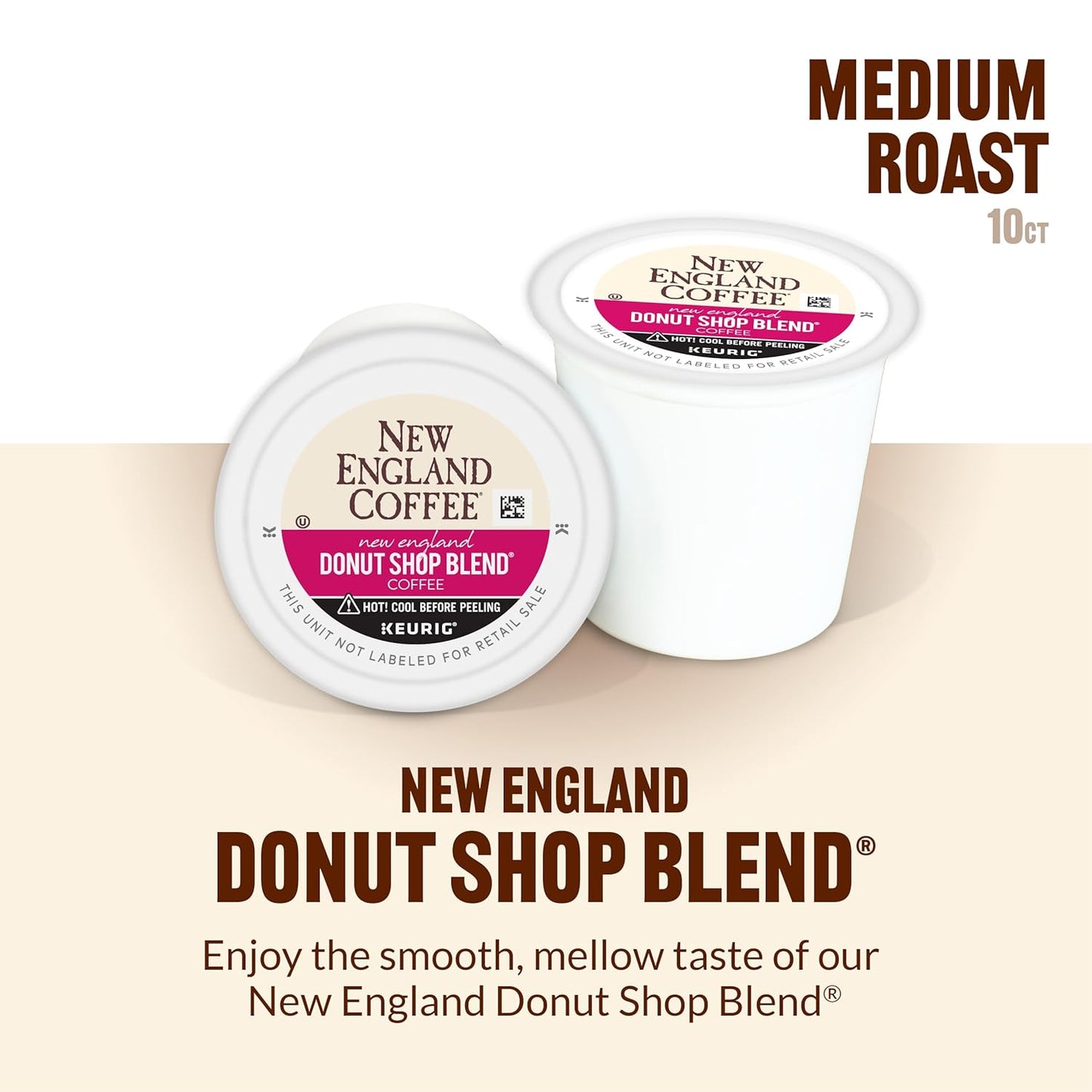 New England Coffee Donut Shop Blend Light Roast Single Serve Pods, 10ct Box (Pack of 1)