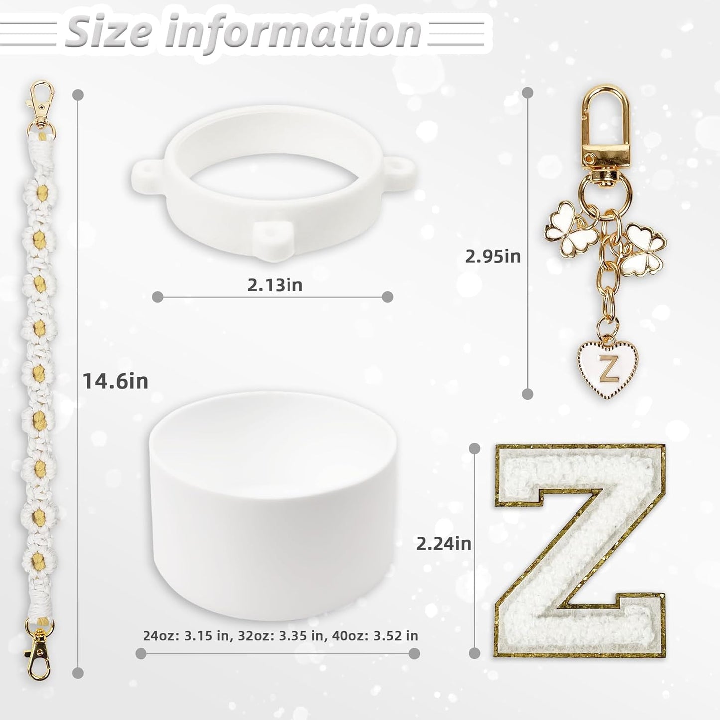 SITKOL Silicone Boot Cute Monogram Set Compatible with Owala Water Bottle 24 oz, 32 oz, 40 oz - Perfect Letter Owala Accessories for Owala Tumbler, Owala Free Sip, Pink Owala, Black Owala