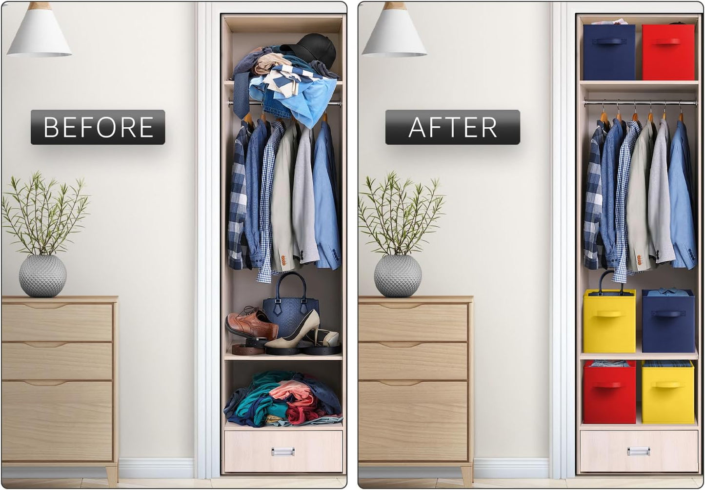 Sorbus Fabric Storage Cubes - 6 Foldable Storage Bins for Organizing Pantry, Cubbies, Toy Box - Clothes Storage & Closet Organizer - 13 Inch Collapsible Cube Baskets for Shelves with Handle