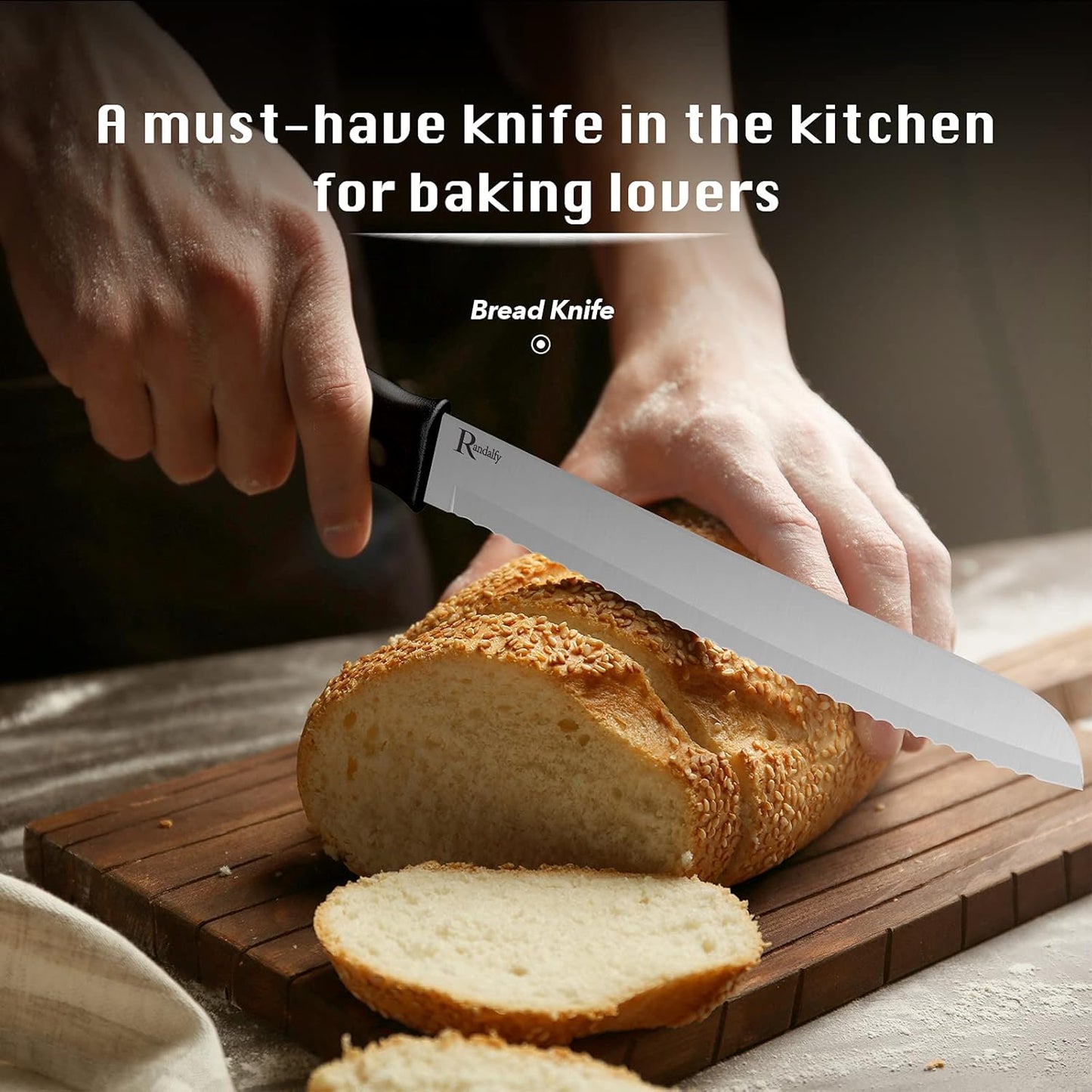 Kitchen Knife Set with Block, 7 Pieces Chef Knife Set with Knives, Scissor, Block for Meat/Vegetables/Fruits Chopping, Slicing, Dicing&Cutting