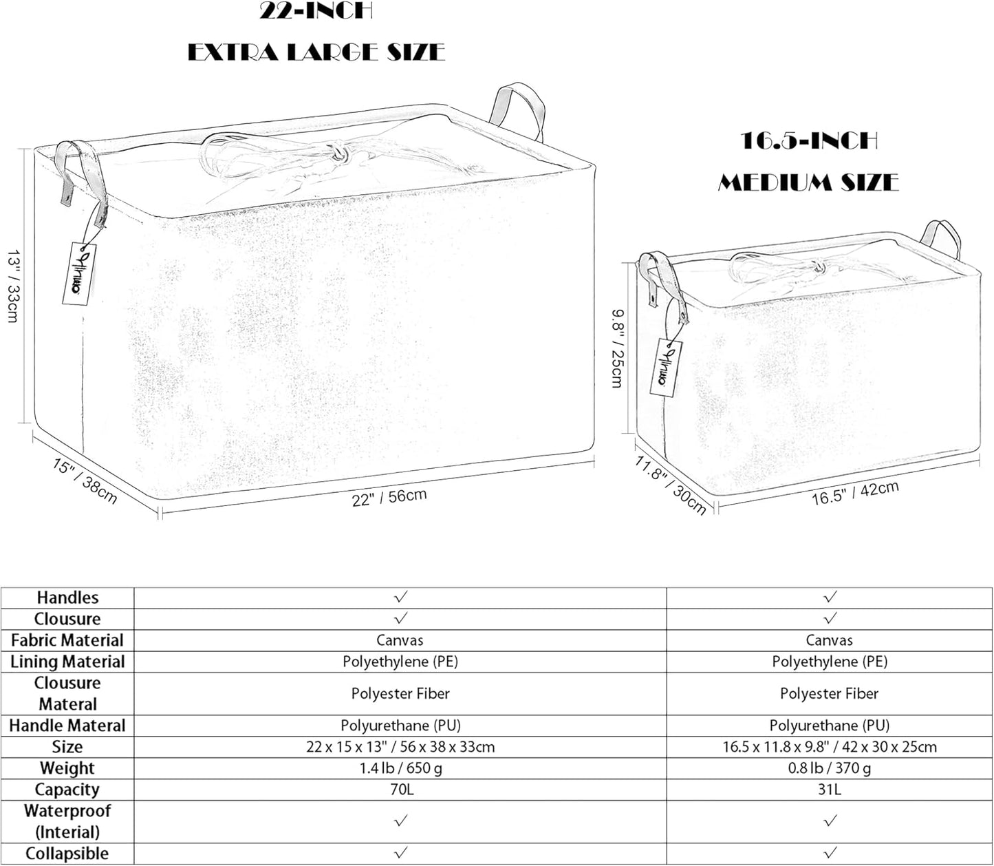 Hinwo 31L Large Storage Bins, 2-Pack Closet Organizers and Storage, Foldable Clothes Storage Baskets with Handles, Containers for Clothing, Blanket, Towels, Toys, Bedding (Black)