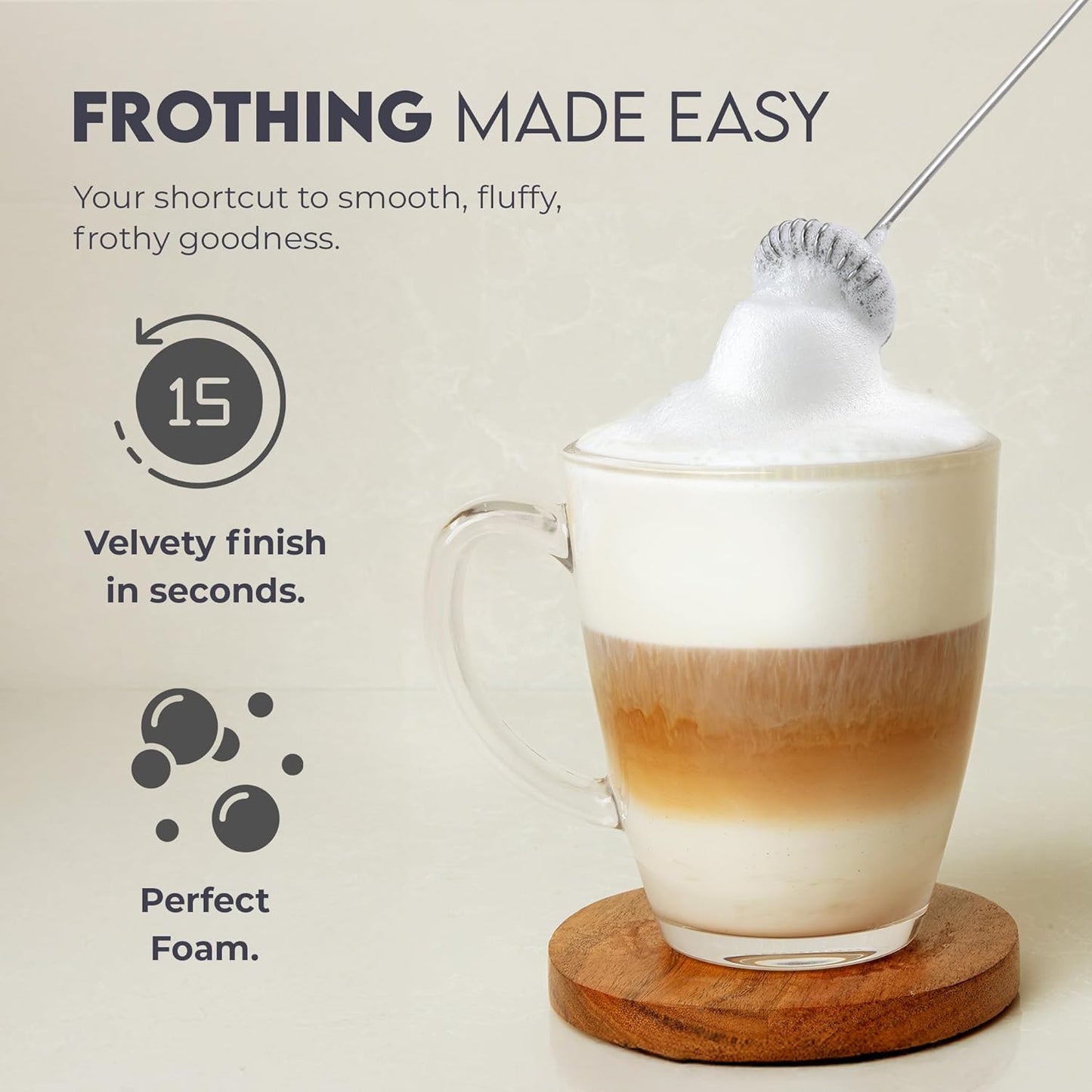 Zulay Kitchen FrothMate Powerful Milk Frother Portable & Compact Handheld Foam Maker Lattes, Cappuccinos