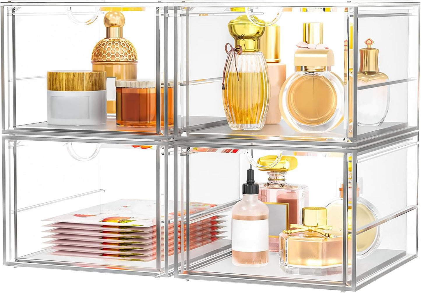 Versatile Acrylic Makeup Organizer, Drawer Organizer - Transparent Desktop Storage for Cosmetics, Office Supplies & More - Clear Organizer for Home & Office Use