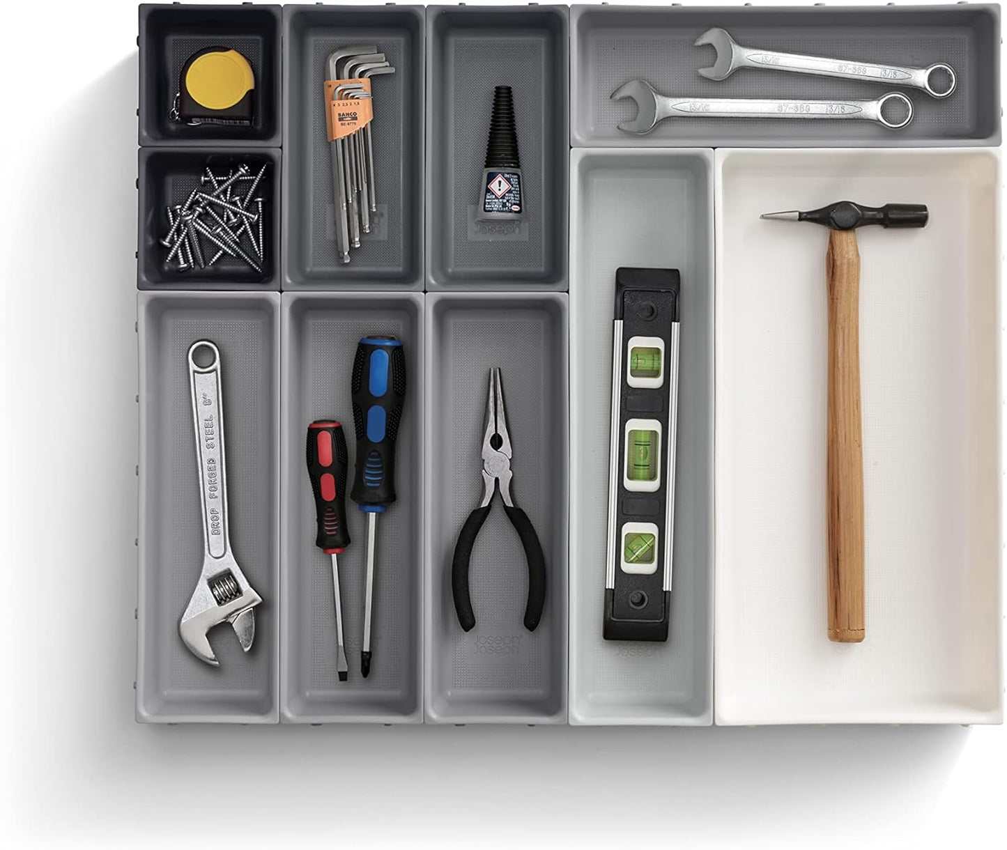 Joseph Joseph Blox 10 Piece Plastic Storage Trays Organizer Grey