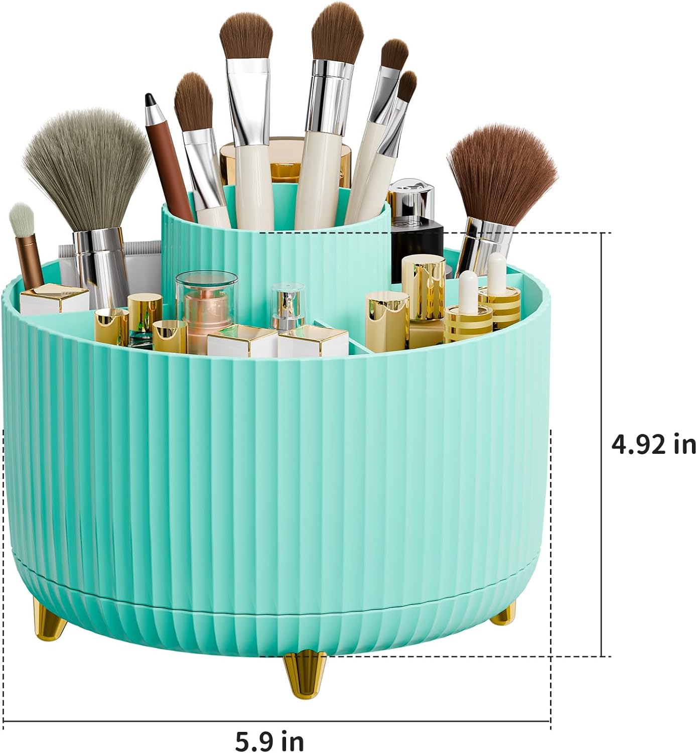 360° Rotate Makeup Brush Holder Organizer, Makeup Organizers Countertop, Makeup organization and Skincare Storage for Vanity, Desktop, Bathroom (Mint Green)