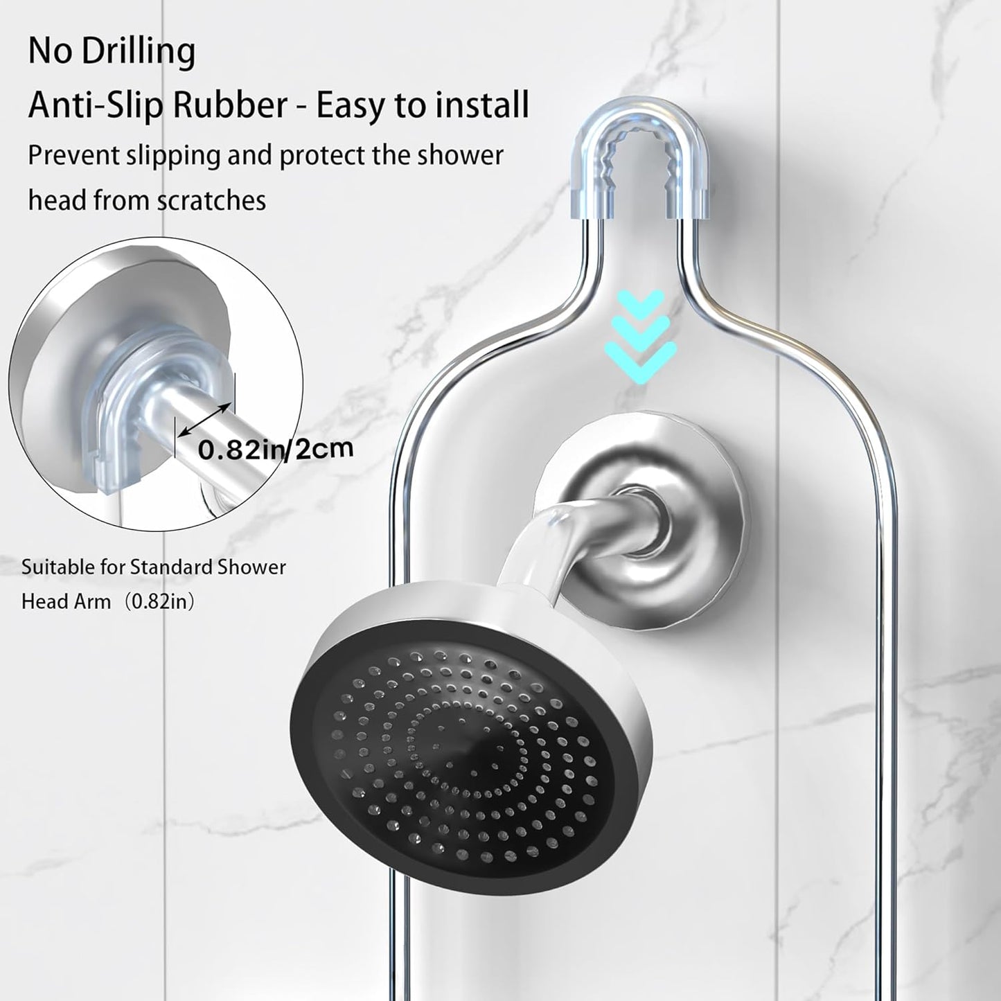 Shower Caddy - Organizer with 6 Hooks, Soap Basket & Self-Adhesive Pad, Silver