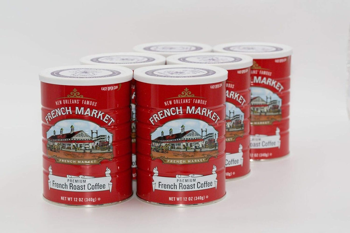 French Market French Roast Medium-Dark Roast Ground Coffee, 12oz Can (Pack of 6)