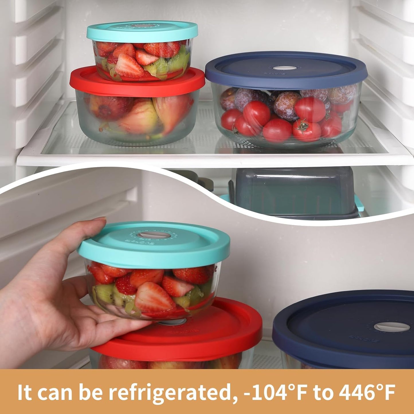 Replacement Lids for Pyrex 7200-PC 2 Cup, Silicone Round Storage Cover Lid for Anchor Hocking Glass Bowl 4 Pack with Date Mark