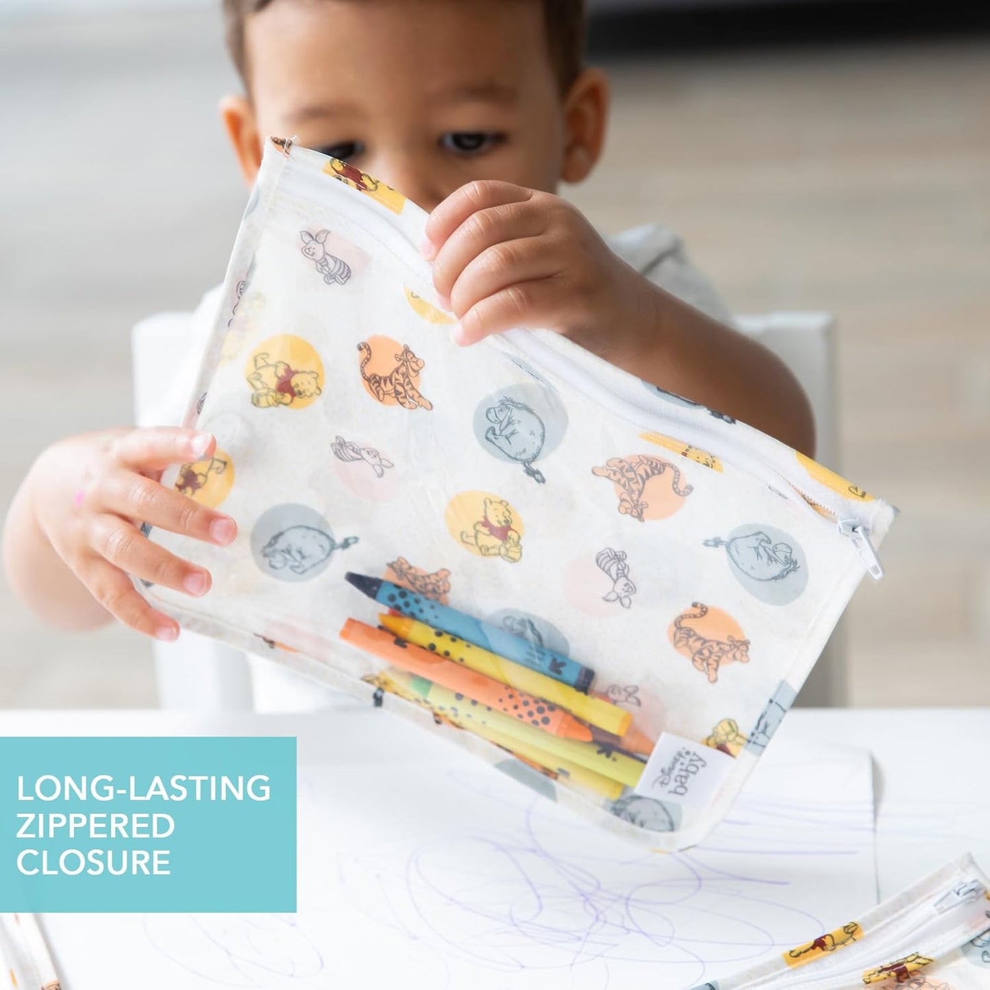 Bumkins Disney Travel Bag, Toiletry, TSA Approved Pouch, Zip Bag, Quart Size Airline Compliant, Clear-Sided, Baby, Diaper Bag Organization, Accessories, Packing, Set of 3 Sizes, Winnie the Pooh