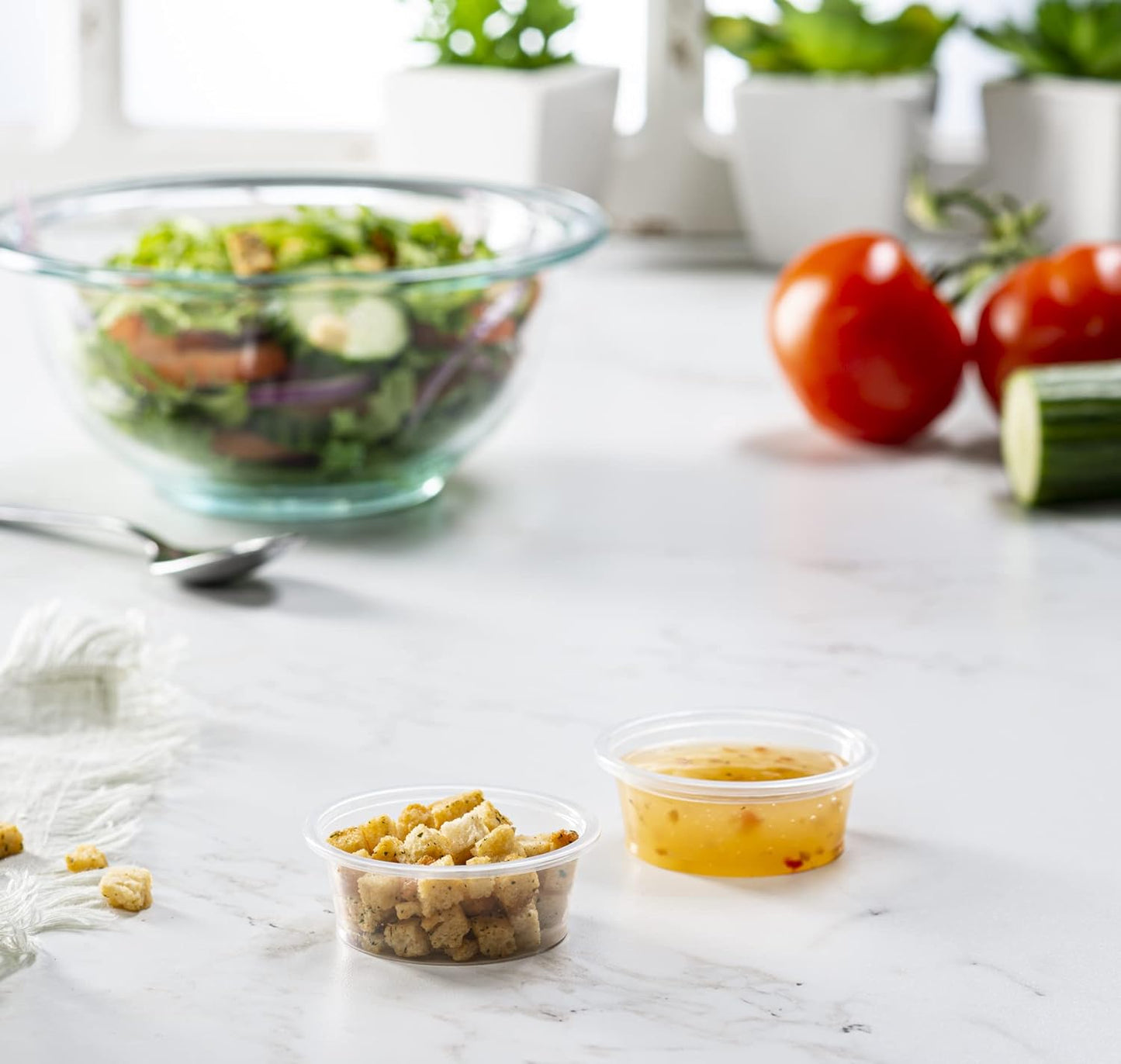 {1.5 oz,200 Cups} Clear Diposable Plastic Portion Cups No Lids, Small Mini Containers For Portion Controll, Jello Shots, Meal Prep, Sauce Cups, Slime, Crafts, Disposable Souffle Cups & Much more