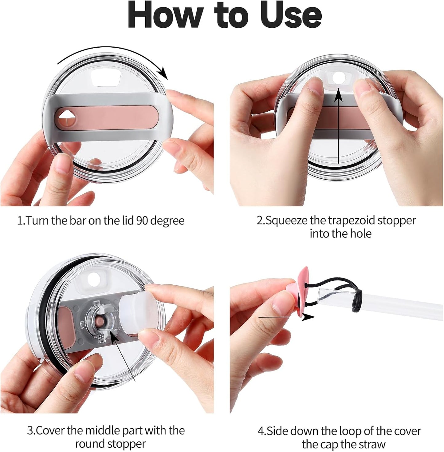 Spill Stopper Set Compatible with Stanley Cup 40oz 30oz, Cup Accessories Including Cowboy hat Straw Cover Cap and Leak Stopper set