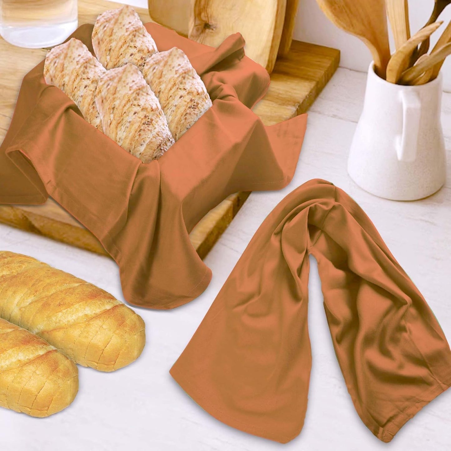 Urban Villa Kitchen Towels Solid Rust Towels Set of 6 20" X30” 100% Cotton Highly Absorbent Quick Drying Dish Cloths & Dish Towels Thanksgiving Fall Tea Towels with Hanging Loop Towels