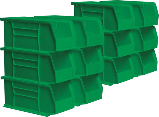 Akro-Mils 30230 AkroBins Plastic Storage Bins, Space-Saving Stackable Bins for Garage, Pantry, Craft Organization, 11-Inch x 5-Inch x 5-Inch, Green, 12-Pack