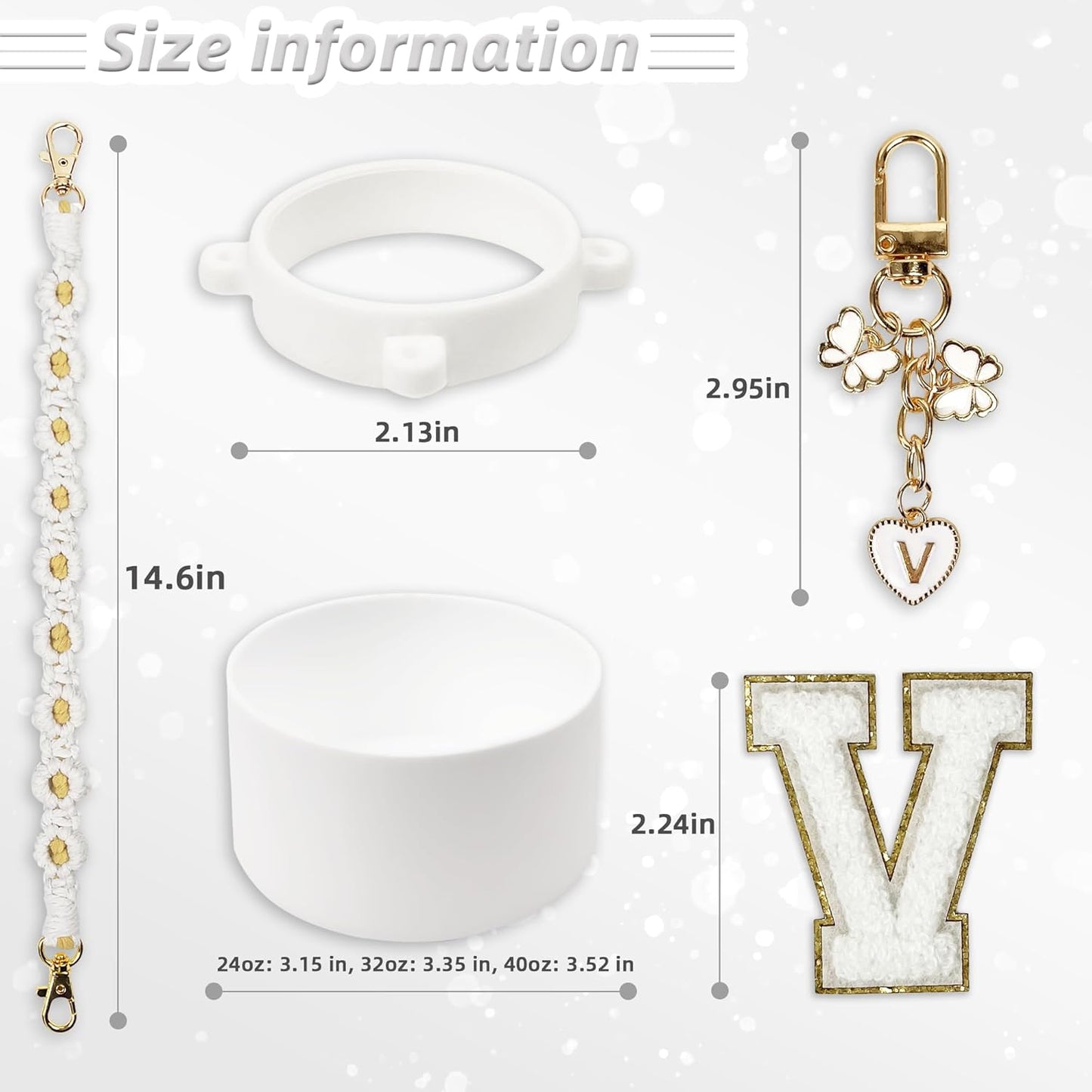 SITKOL Silicone Boot Cute Monogram Set Compatible with Owala Water Bottle 24 oz, 32 oz, 40 oz - Perfect Letter Owala Accessories for Owala Tumbler, Owala Free Sip, Pink Owala, Black Owala