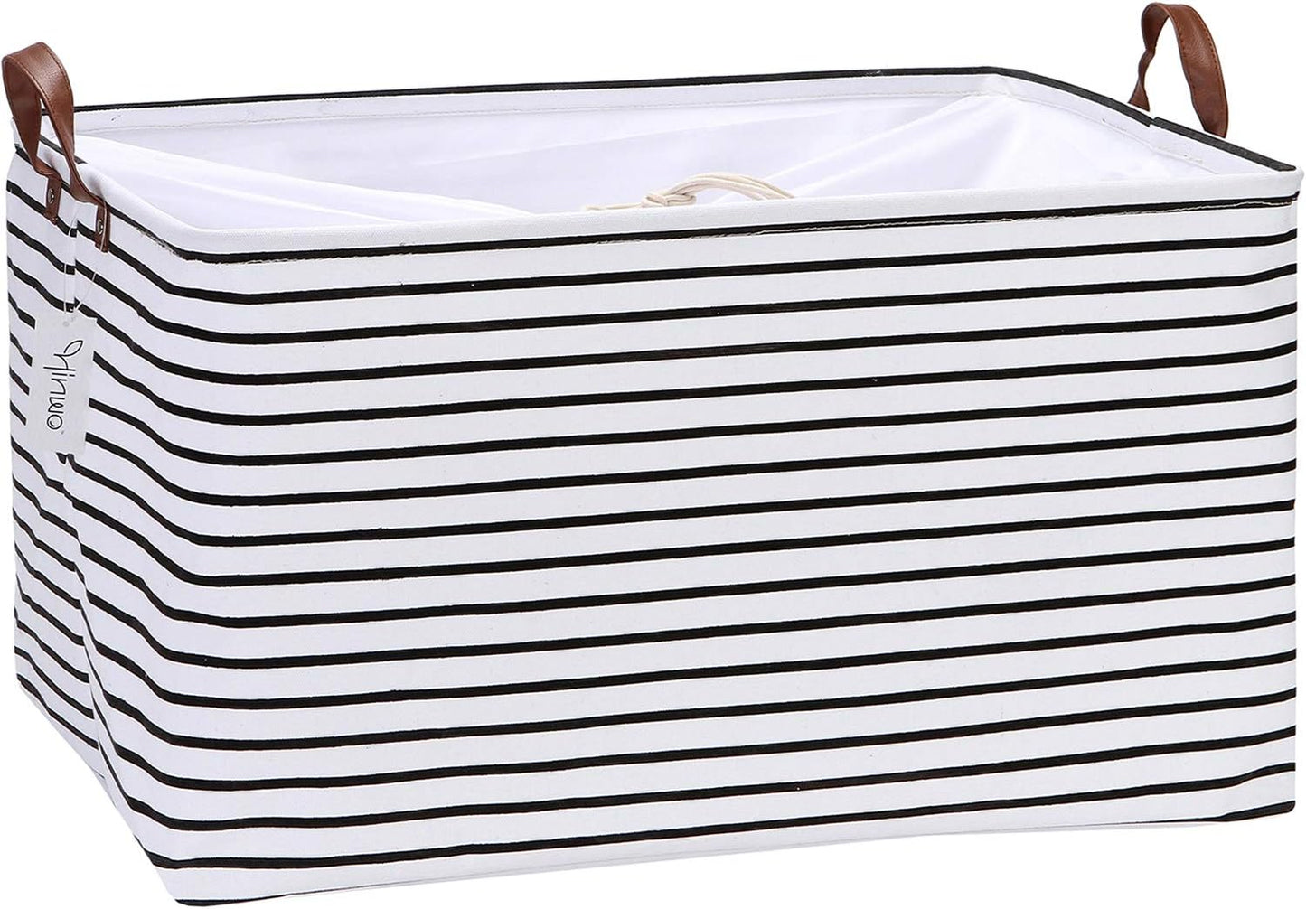 Hinwo 70L Extra Large Storage Bins, Closet Organizers and Storage, Foldable Clothes Storage Baskets with Handles, Containers for Clothing, Blanket, Comforters, Toys, Bedding (Black Stripe)