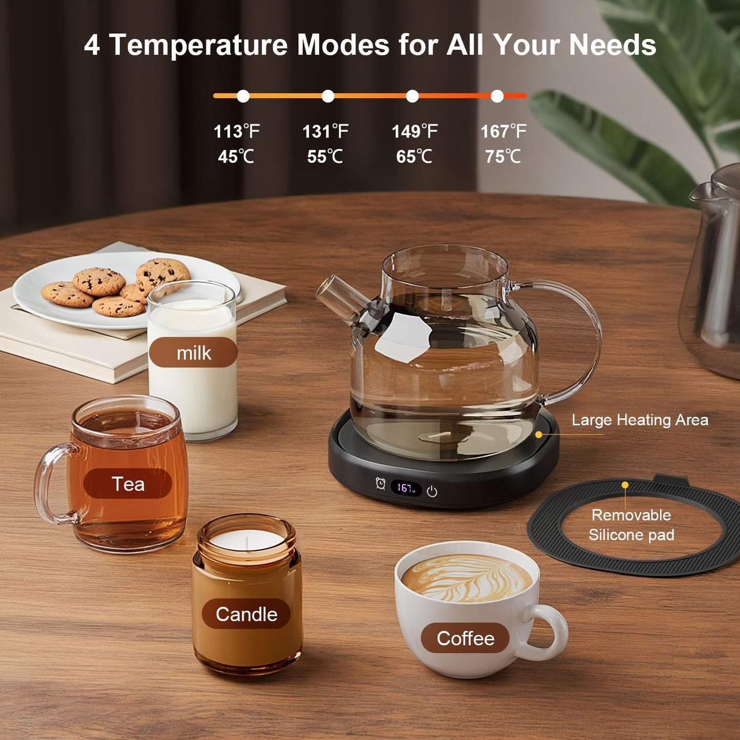 Coffee Mug Warmer, You are Awesome Mug with Coffee Warmer Set, Electric Coffee Cup Warmer for Desk 8 Hours Auto Shut Off, Tea Beverage Warmer with 4 Temperature Setting, Birthday Gifts for Women Man