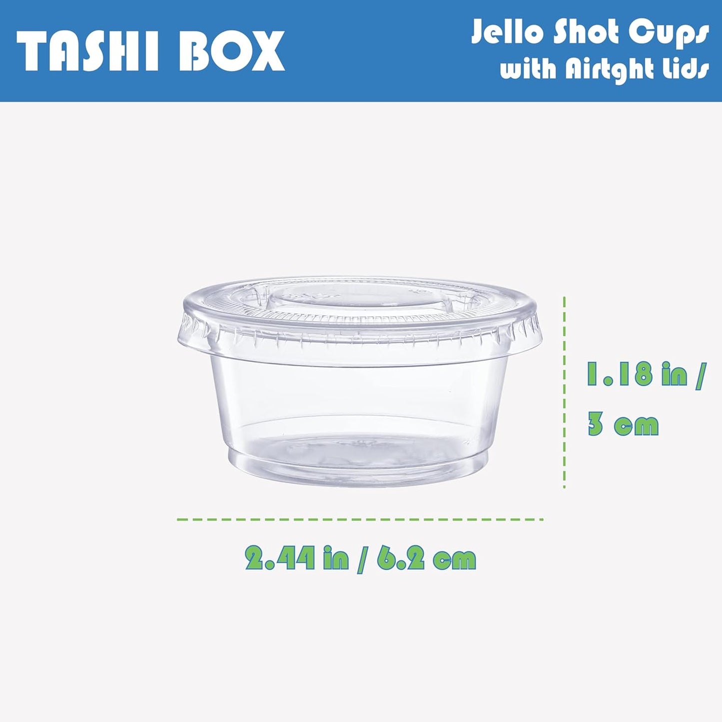 TashiBox Plastic Portion Cups with Lids [2 Ounce, 200 Sets] Disposable Plastic Cups for Meal Prep, Salad Dressing, Jellos Shot Cups, Souffle Cups, Condiment & Dipping Sauce Cups