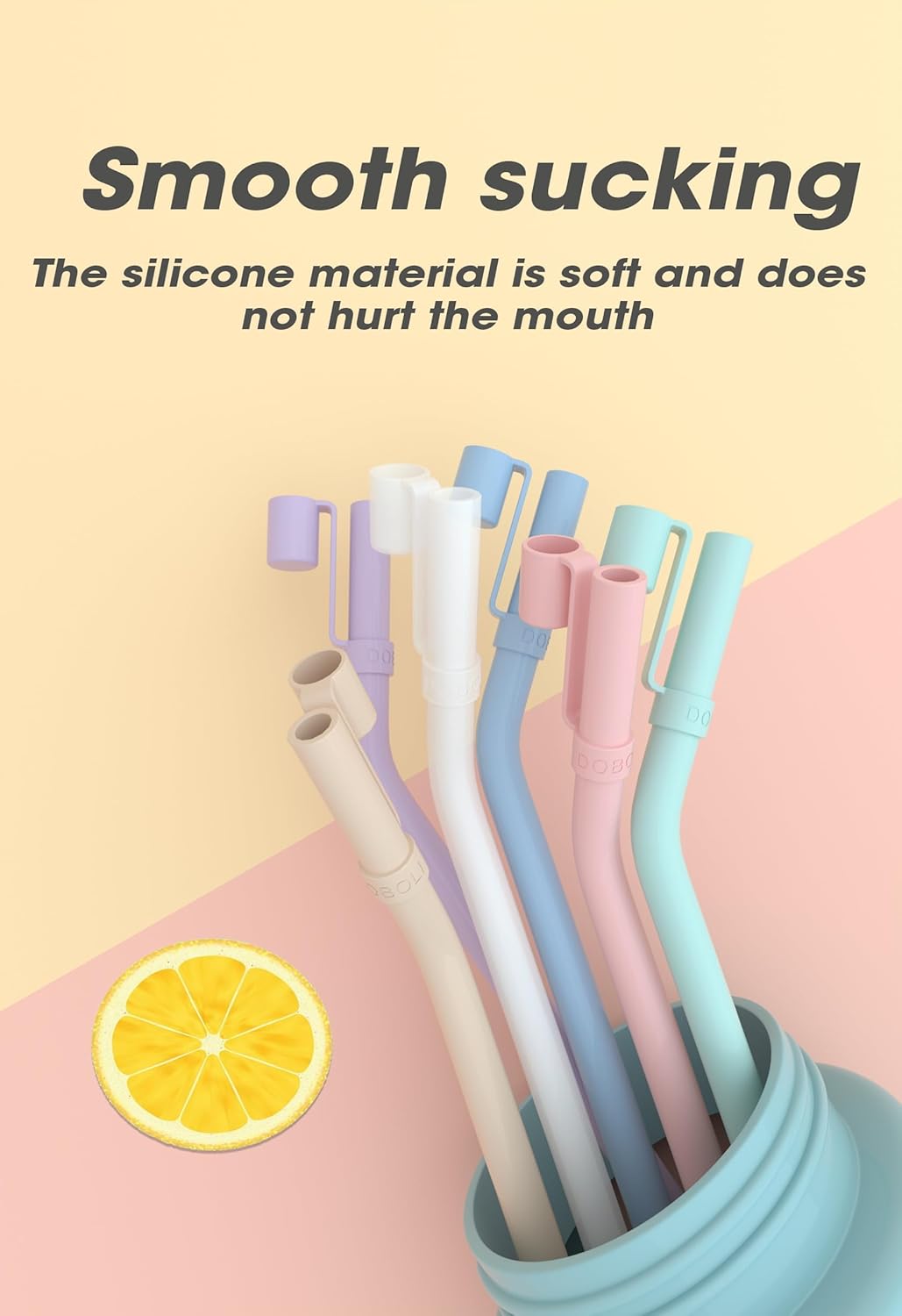 Doboli Replacement 13 inch Long Silicone Straw With Straw Cover,Compatible with Stanley Owala 40 oz 30 oz Cup Tumbler, 6 Pack Reusable Bent Straw with Cleaning Brush,for Stanley Tumbler Accessorie