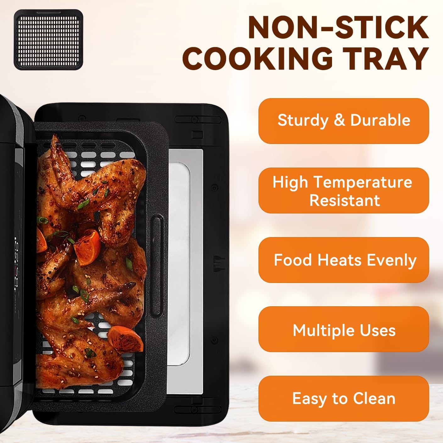 10 Qt Cooking Tray for Instant Vortex Plus10 Quart Air Fryer, 3 PCS Replacement Tray for Innsky 10.6 Qt Oven, Food Grade Nonstick Cooking Rack Parts Grill Pan Crisper Plate Accessories Dishwasher Safe