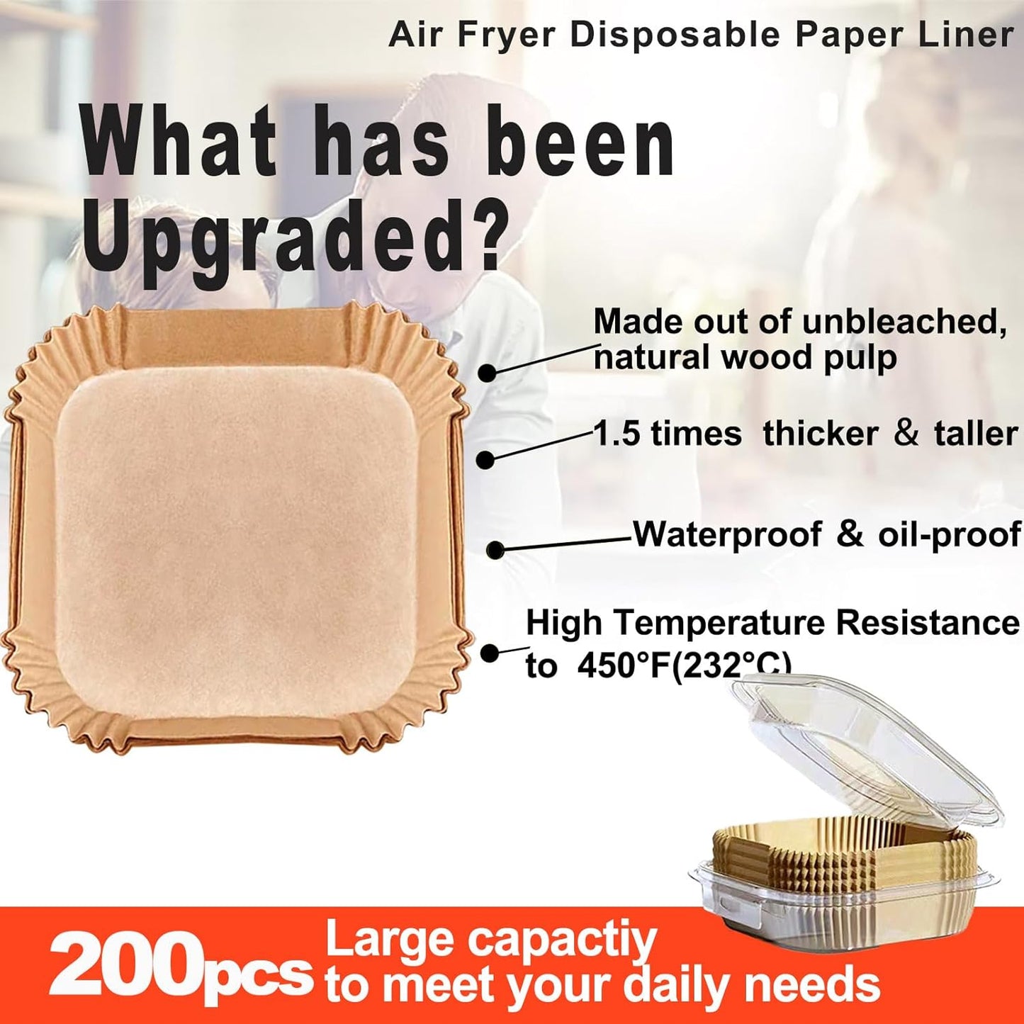 Air Fryer Liners Disposable for Instant Pot Vortex Plus 6QT XL Air Fryer, Instant Pot 6 QT Air Fryer Liners, 200Pcs Parchment Paper Liners for 6-8qt Air Fryer