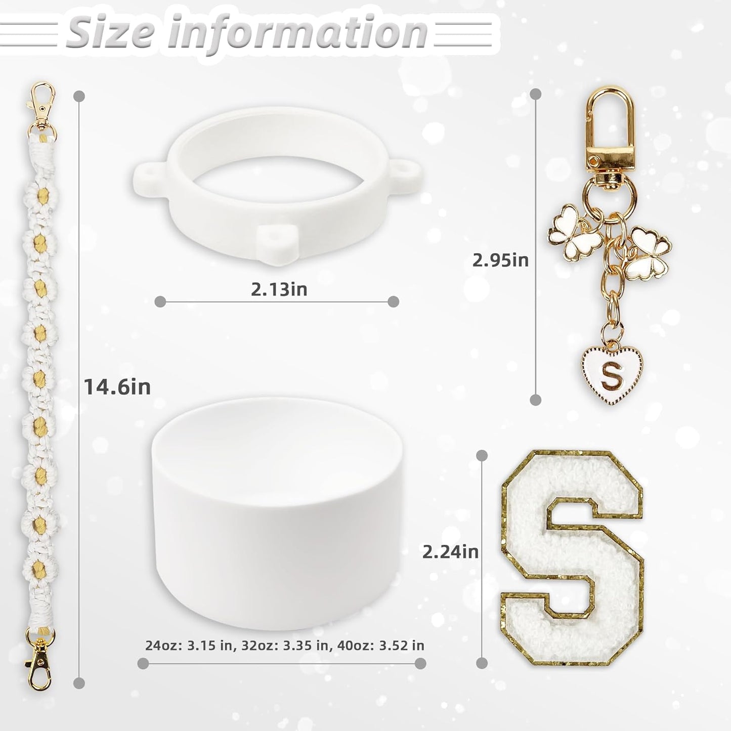 SITKOL Silicone Boot Cute Monogram Set Compatible with Owala Water Bottle 24 oz, 32 oz, 40 oz - Perfect Letter Owala Accessories for Owala Tumbler, Owala Free Sip, Pink Owala, Black Owala